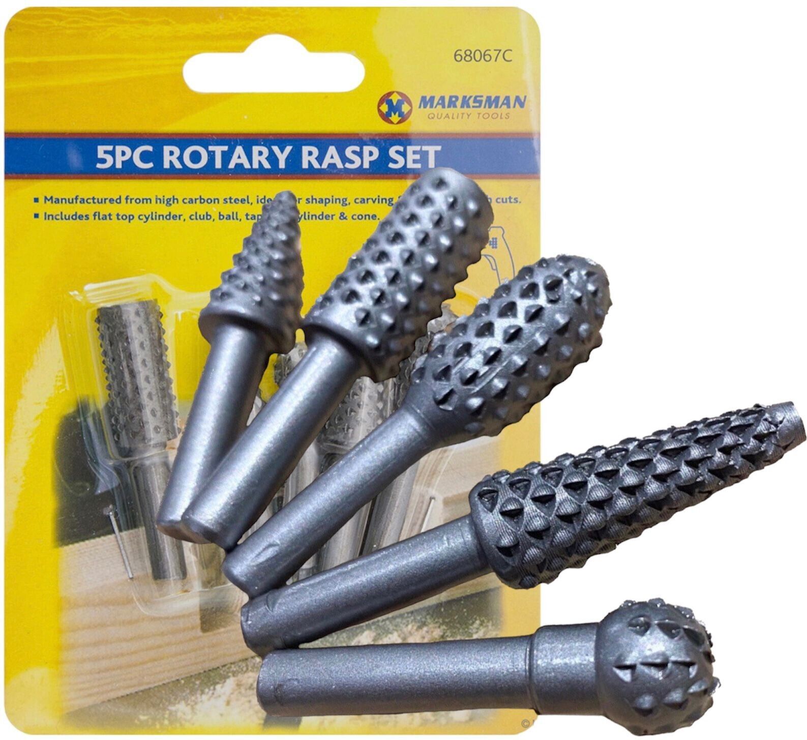 Beclen Harp 5 Potary Rubb Set Wood Craving File RASP Power Drill Bits Large Ball Oval+