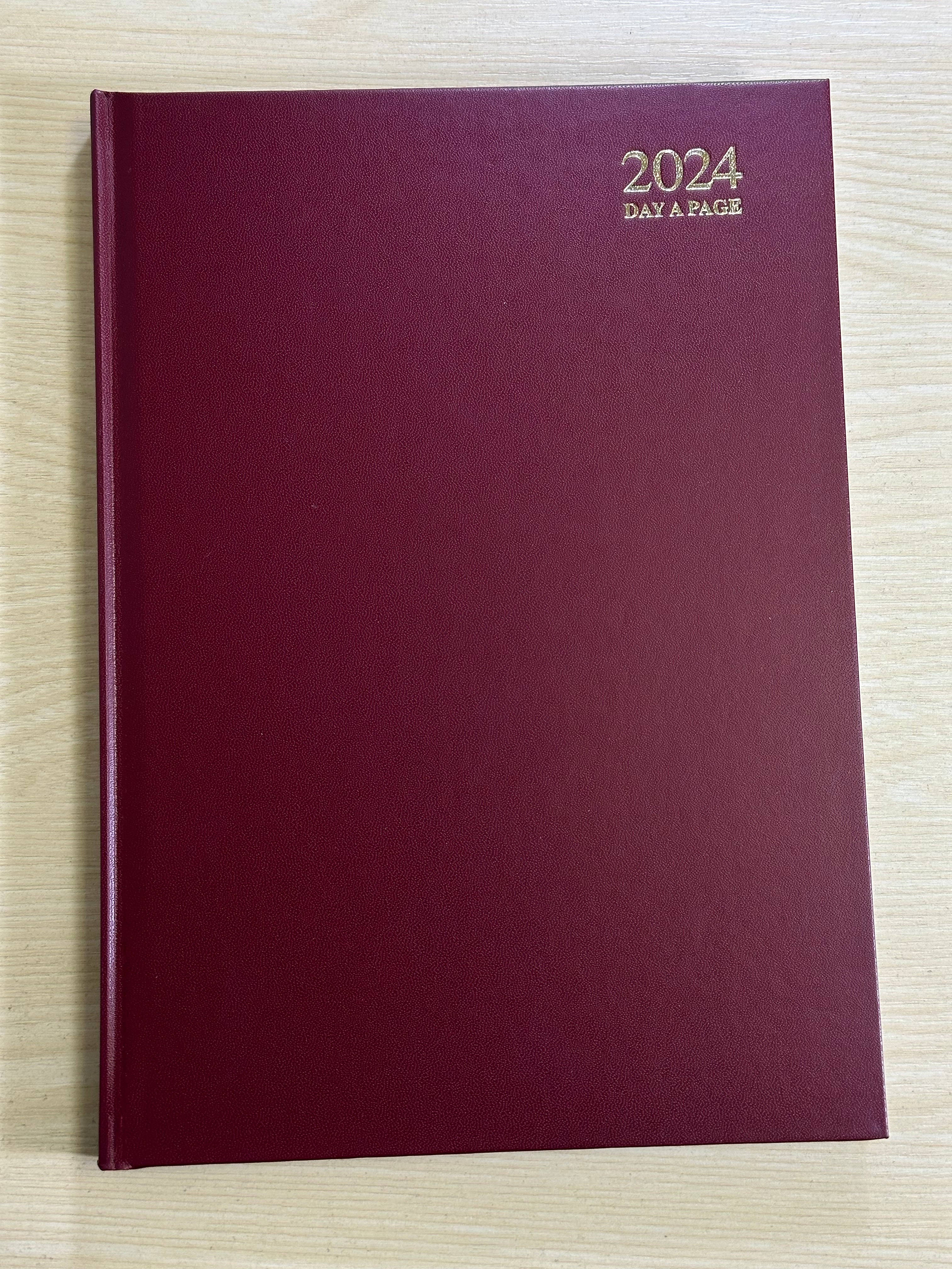 Beclen Harp 2024 Day A Page/Day to View/DAP Daily Planner A4 executive Desk Leather Effect Hard Back Diary