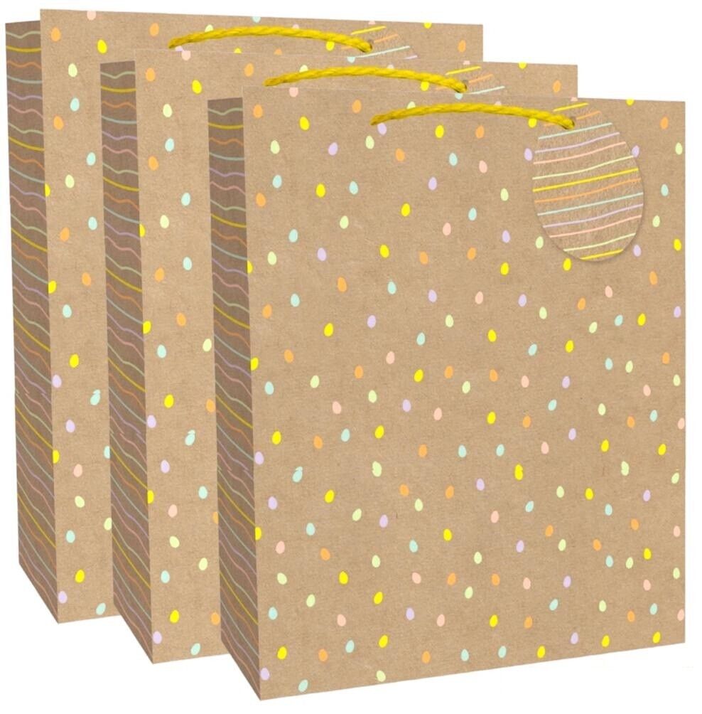 Beclen Harp 3 Large/Medium Luxury Christmas/Xmas/Birthday/Easter Present/Gift Bags/Sacks With Cute Circular Tag