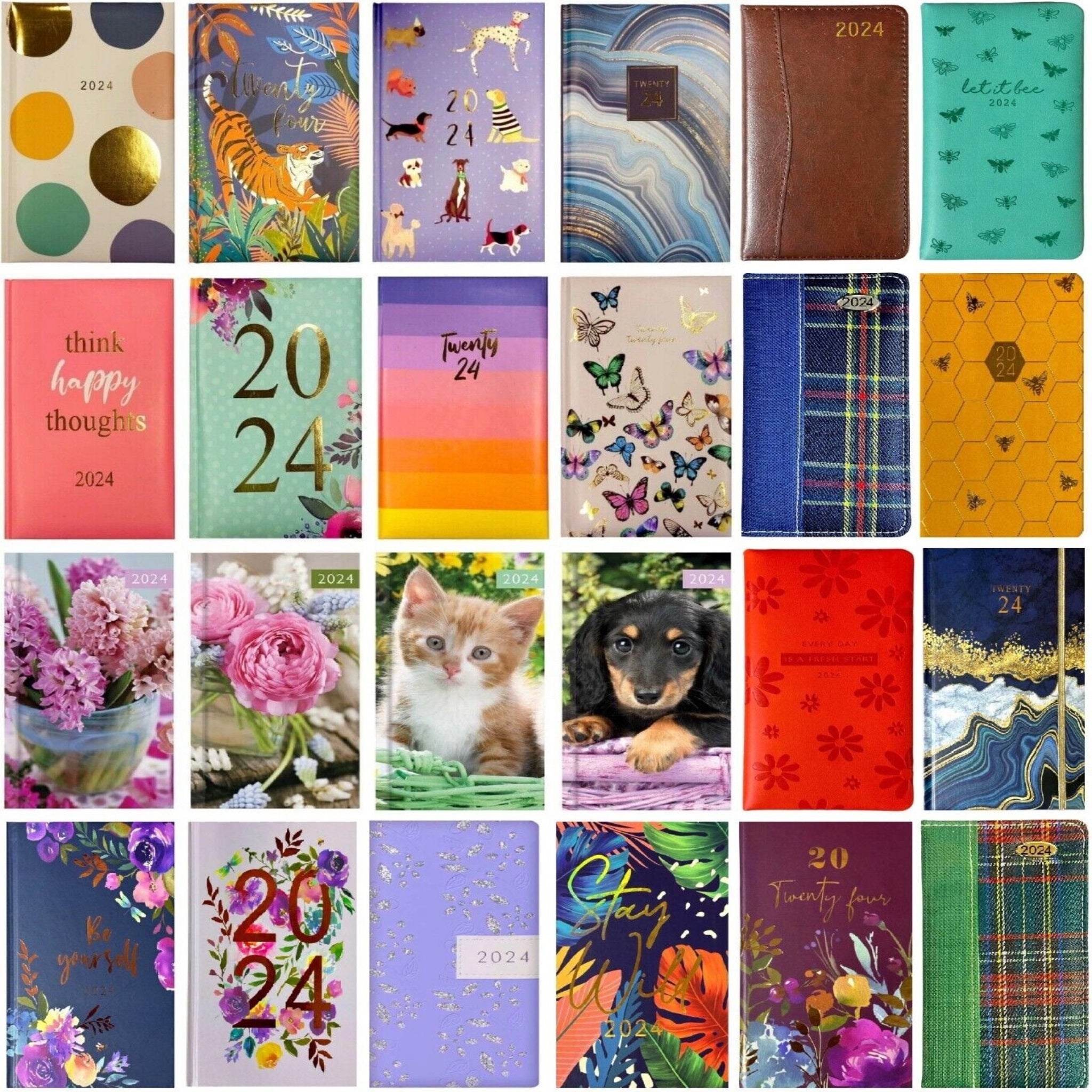 Beclen Harp 2024 Slim Size Hardback Planner Organiser Diary Week To View/ WTV Easy To Go Full Year Diary