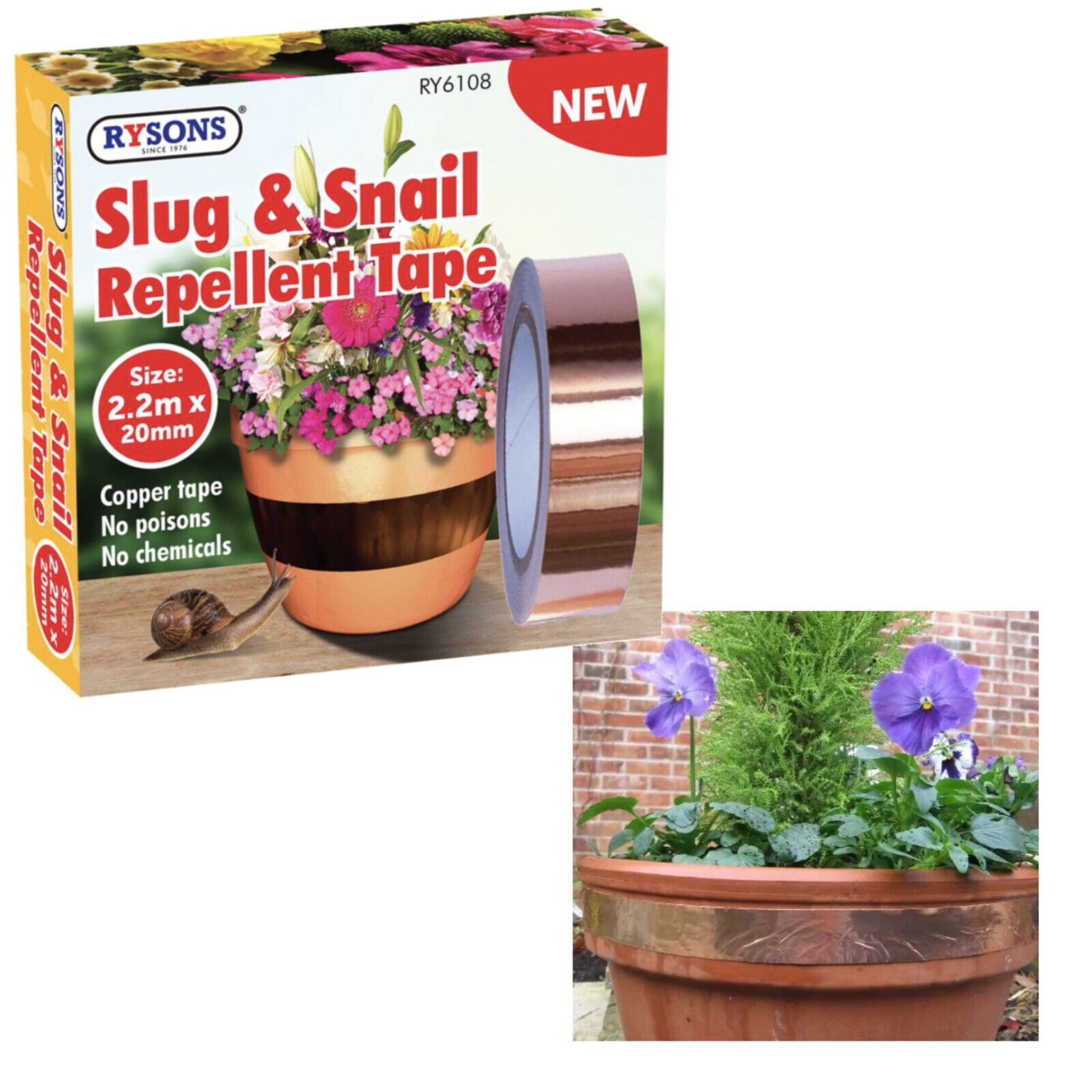 Beclen Harp Slug & Snail Repellent Copper Tape 20MM X 2M Long Roll Adhesive Chemical Free