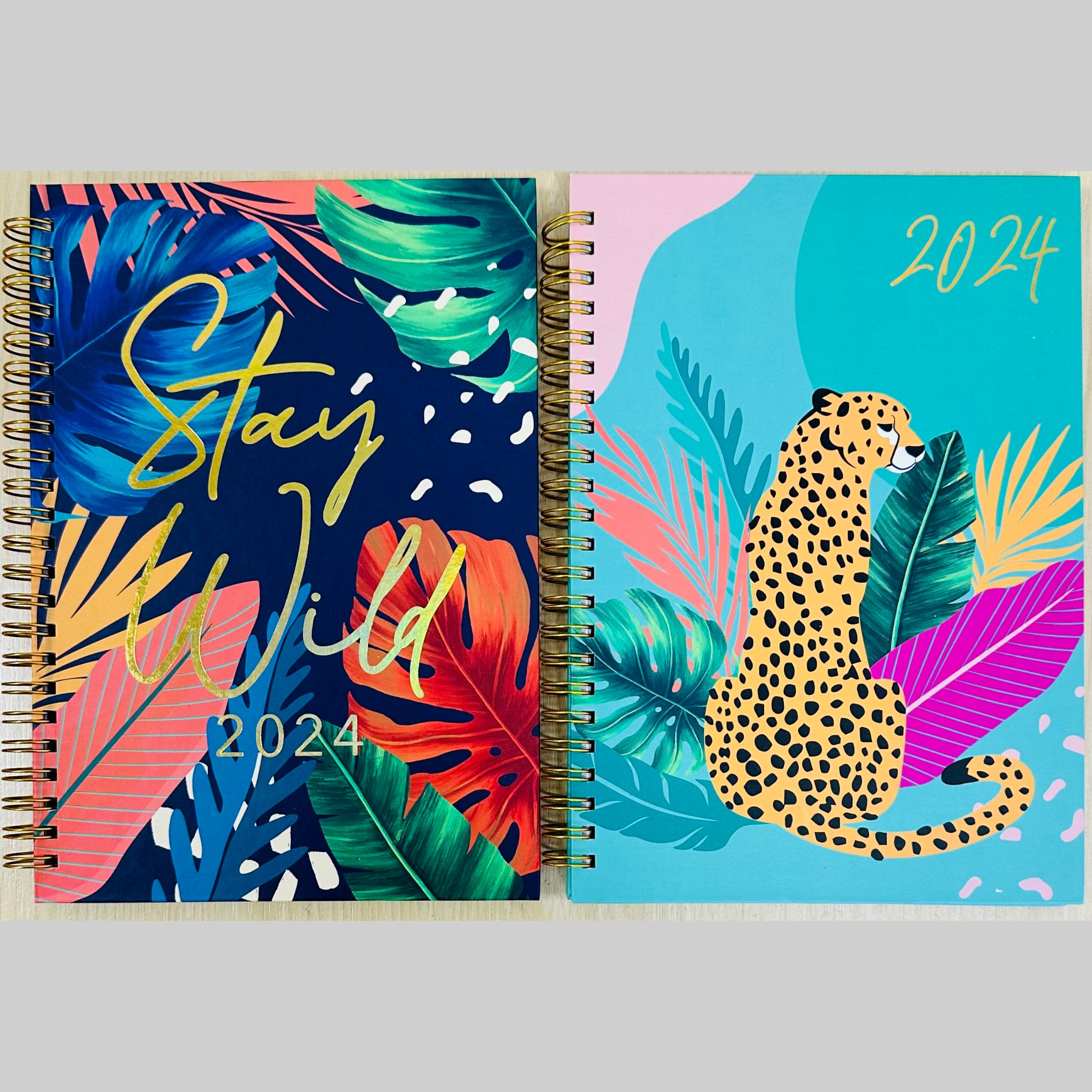 Beclen Harp 2024 Week To View/WTV Personal Executive A5 Diary With Tropical Print and Spiral Bonding/Wiro