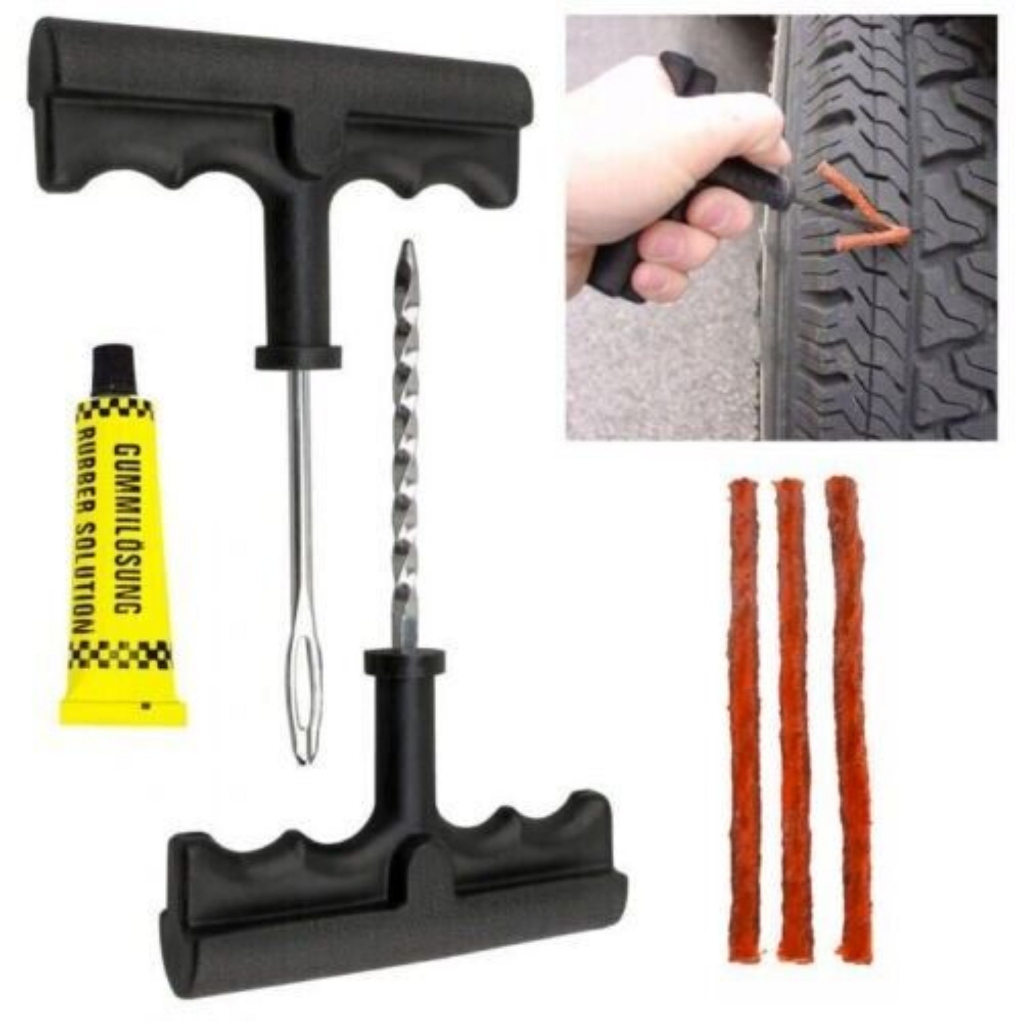 Beclen Harp Emergency Car Van Motorcycle Tubeless Tyre Tire Puncture Repair Kit Tool Strips