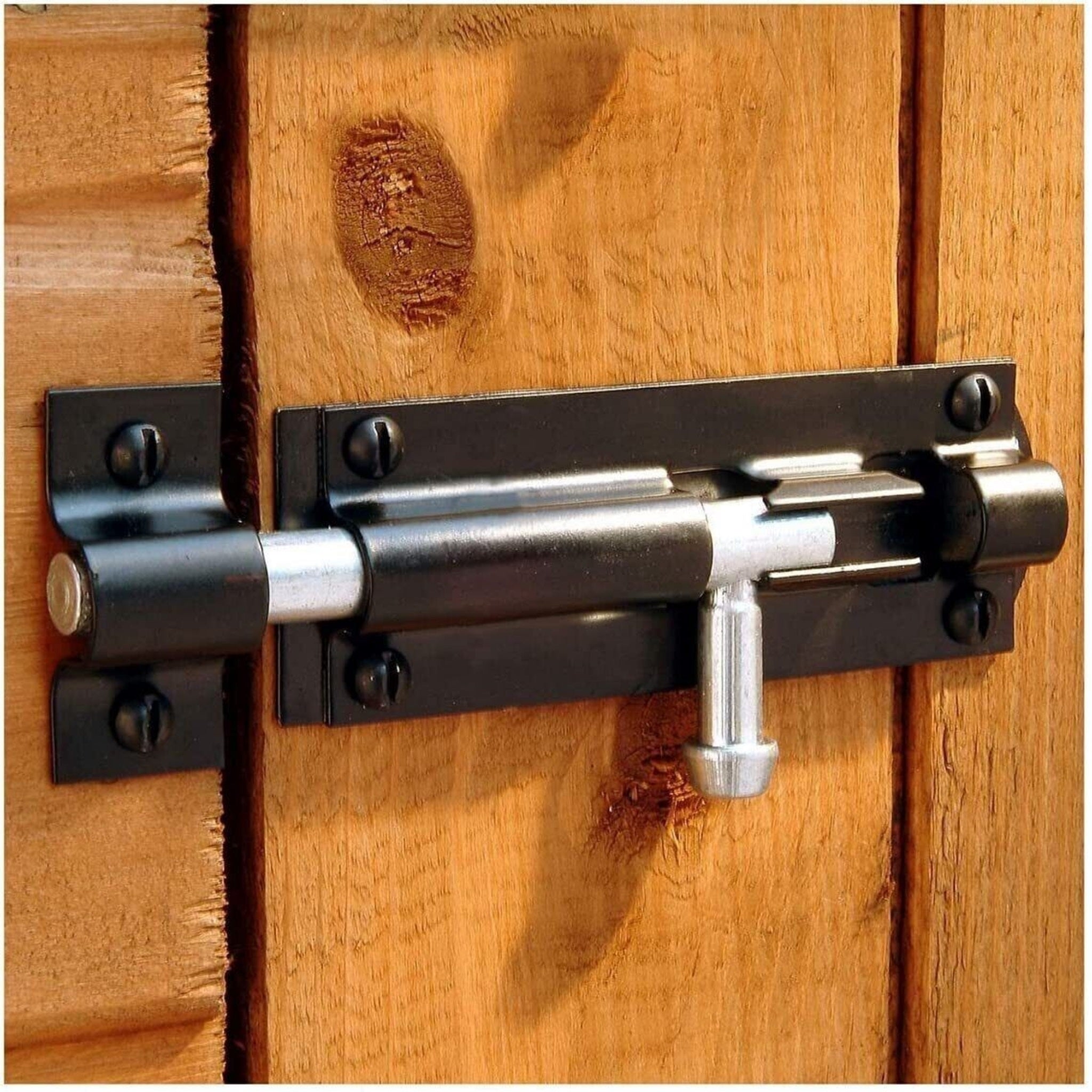 Beclen Harp Heavy Duty Large Garden Gate Shed Sliding Door 6" Tower Bolt Black Latch Catch