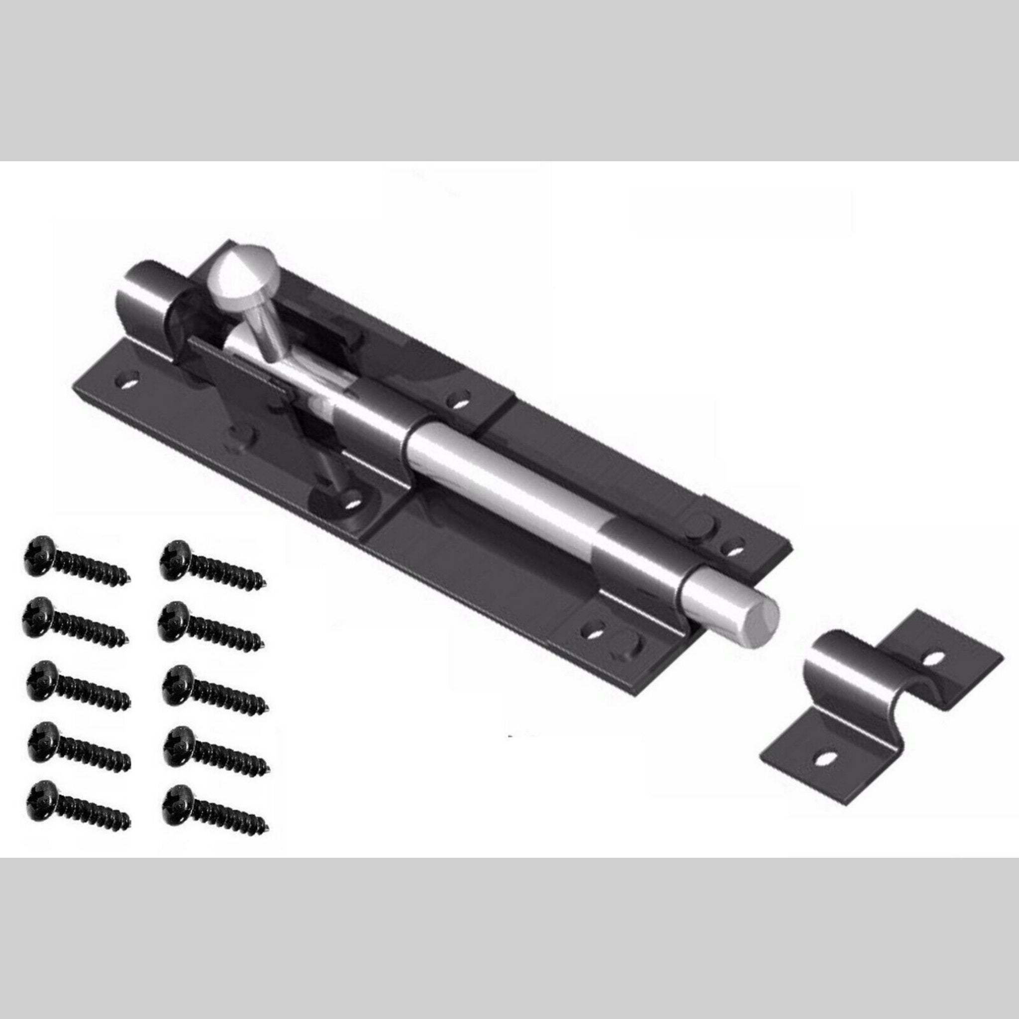 Beclen Harp Heavy Duty Large Garden Gate Shed Sliding Door 6" Tower Bolt Black Latch Catch