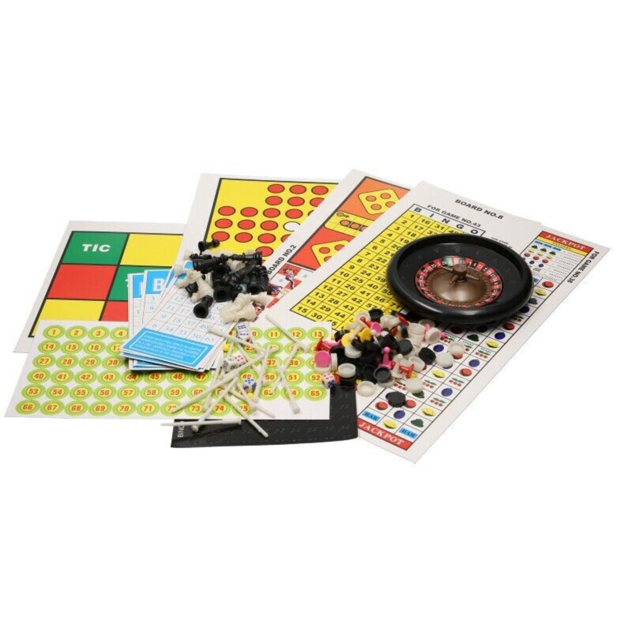 Beclen Harp Traditional Board Games Includes Snakes And Ladders/Ludo/Chess/Draughts/Tic Tac Toe/Bingo