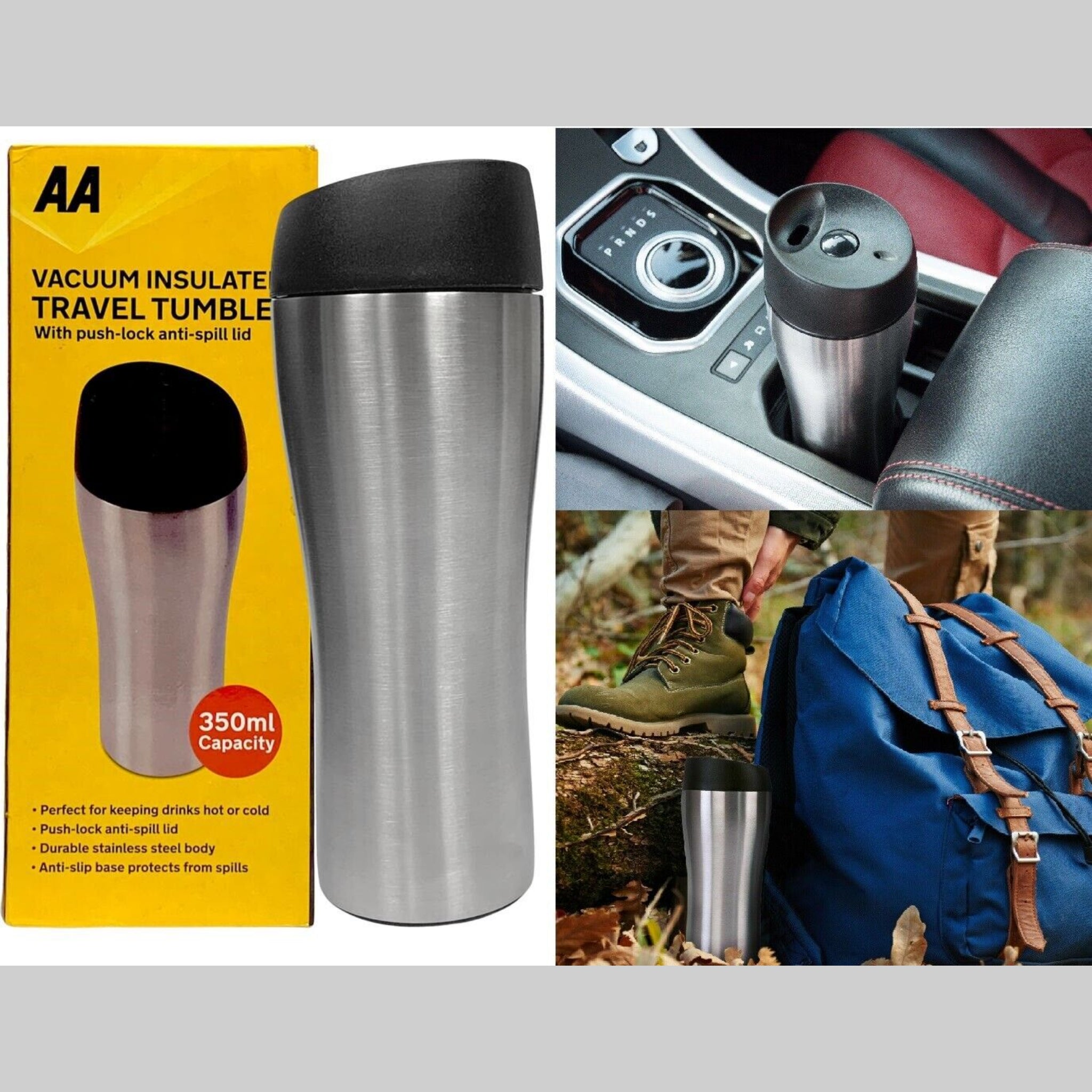 Beclen Harp AA Vaccum Insulated Travel Cup/Mug Tumbler With Push Lock Anti-Spill Lid-Your Perfect Travel Companion