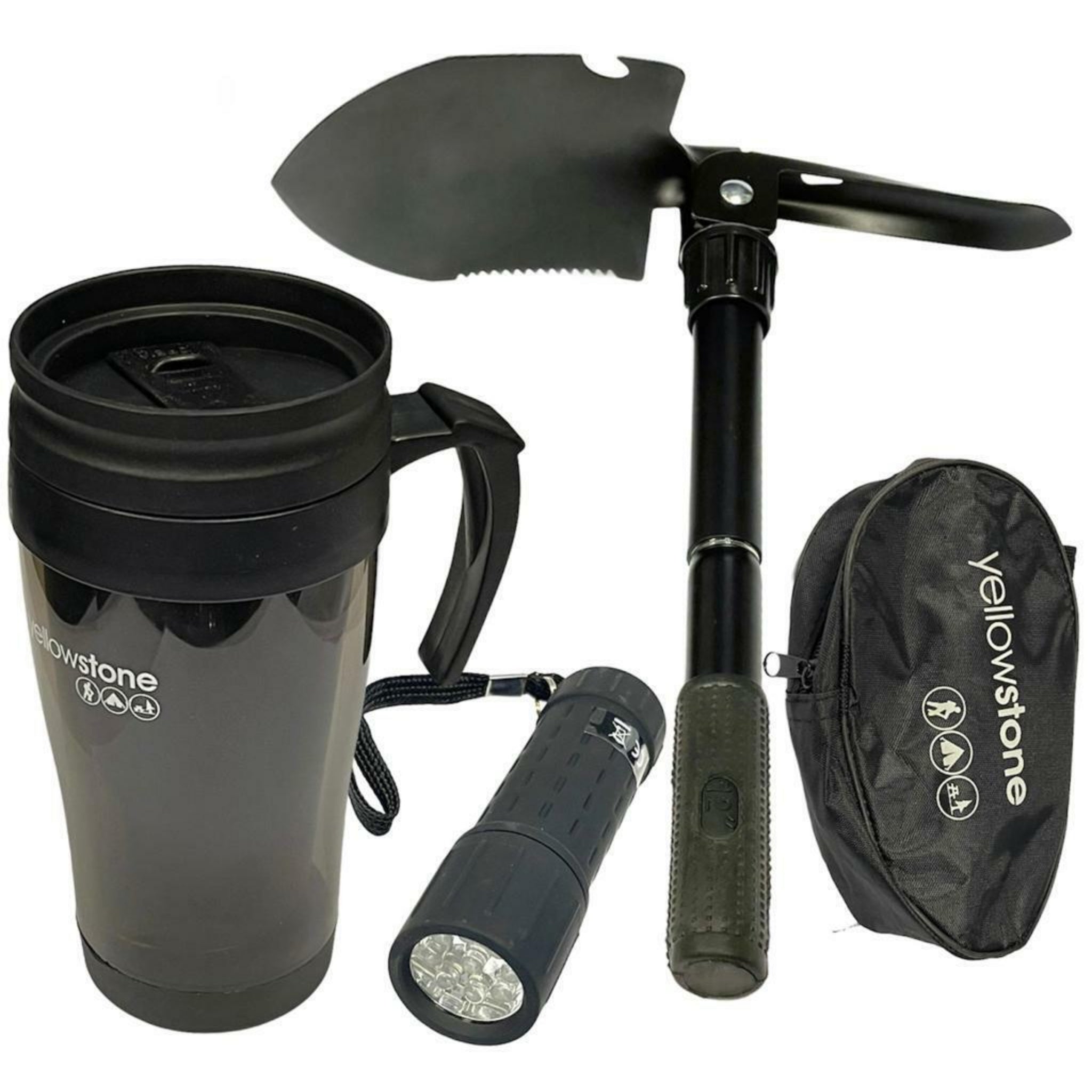 Beclen Harp New Car Travel Gift Set For Outdoor Camping/Hiking/Fishing Including Portable Folding Shovel Torch And Mug