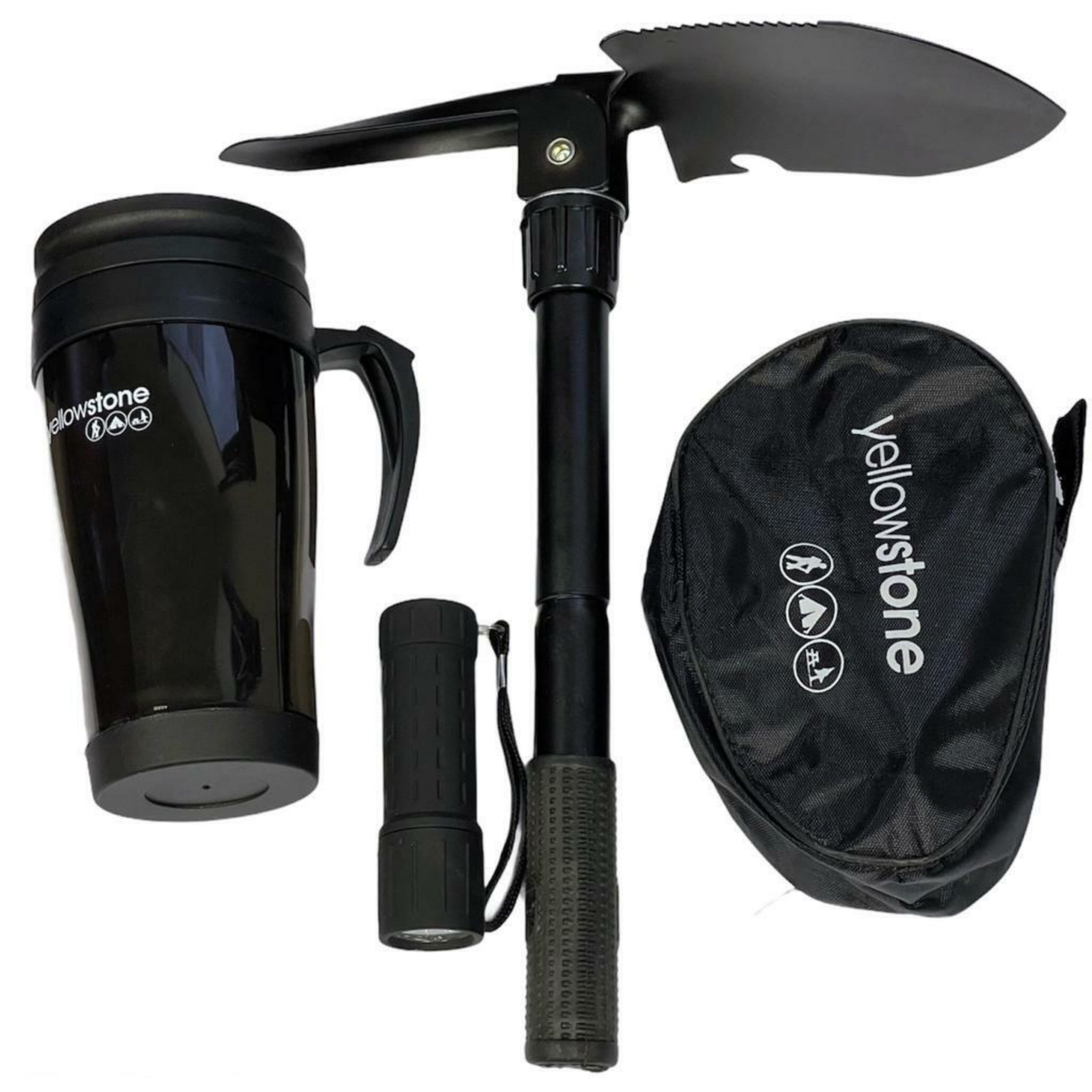 Beclen Harp New Car Travel Gift Set For Outdoor Camping/Hiking/Fishing Including Portable Folding Shovel Torch And Mug
