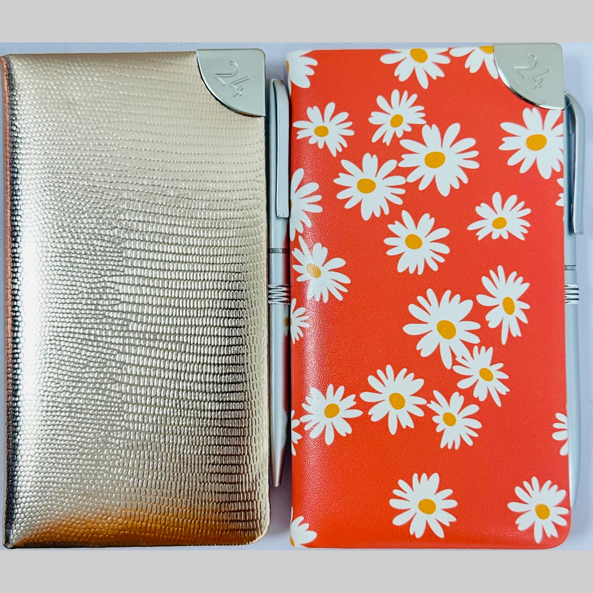 Beclen Harp 2024 Slim Week To View/WTV Luxury Executive Daisy Floral Print Diary With Pen Gift Set