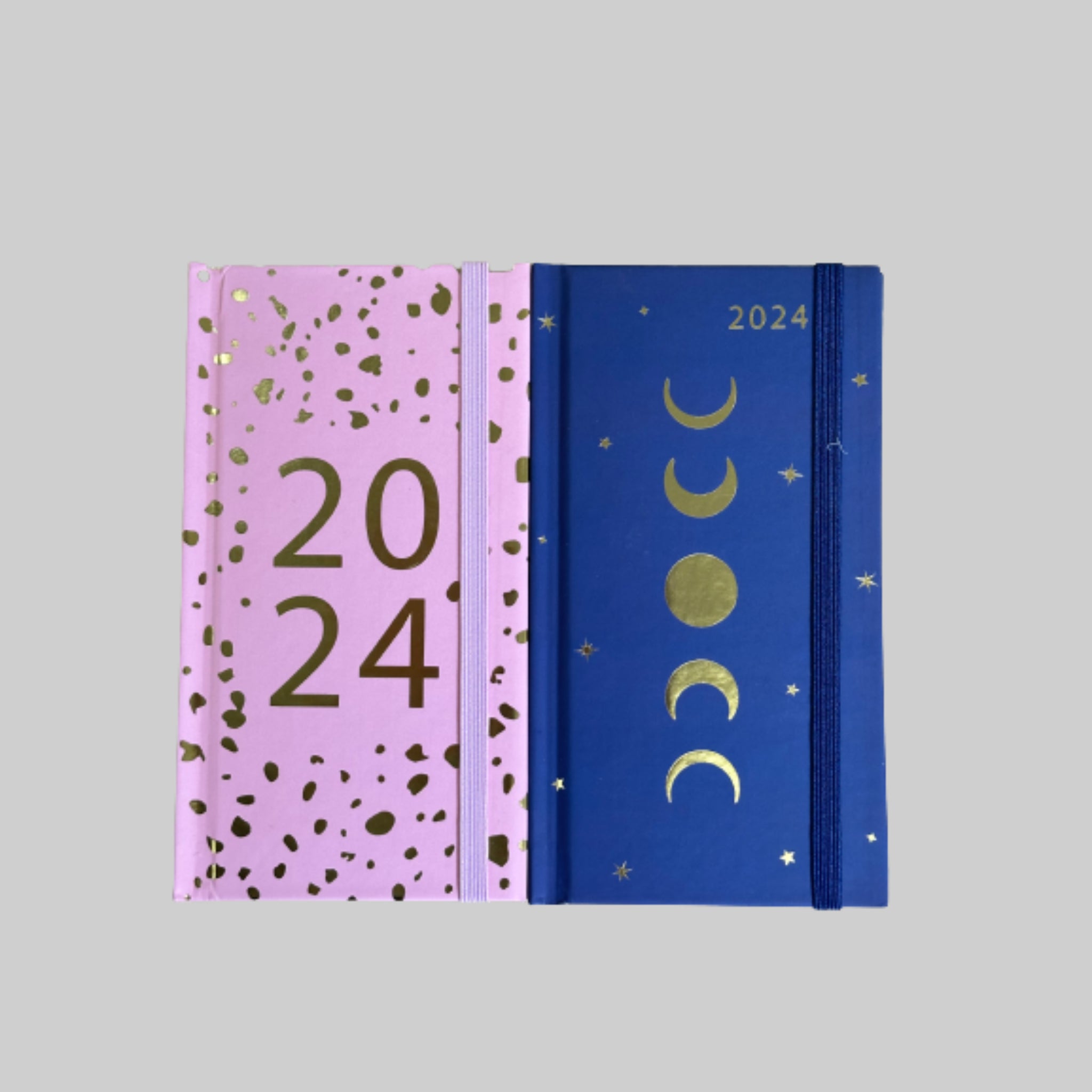 Beclen Harp 2024 Slim Week To View/WTV Personal Luxury Celestial/Moon Print Diary With Elastic Closure