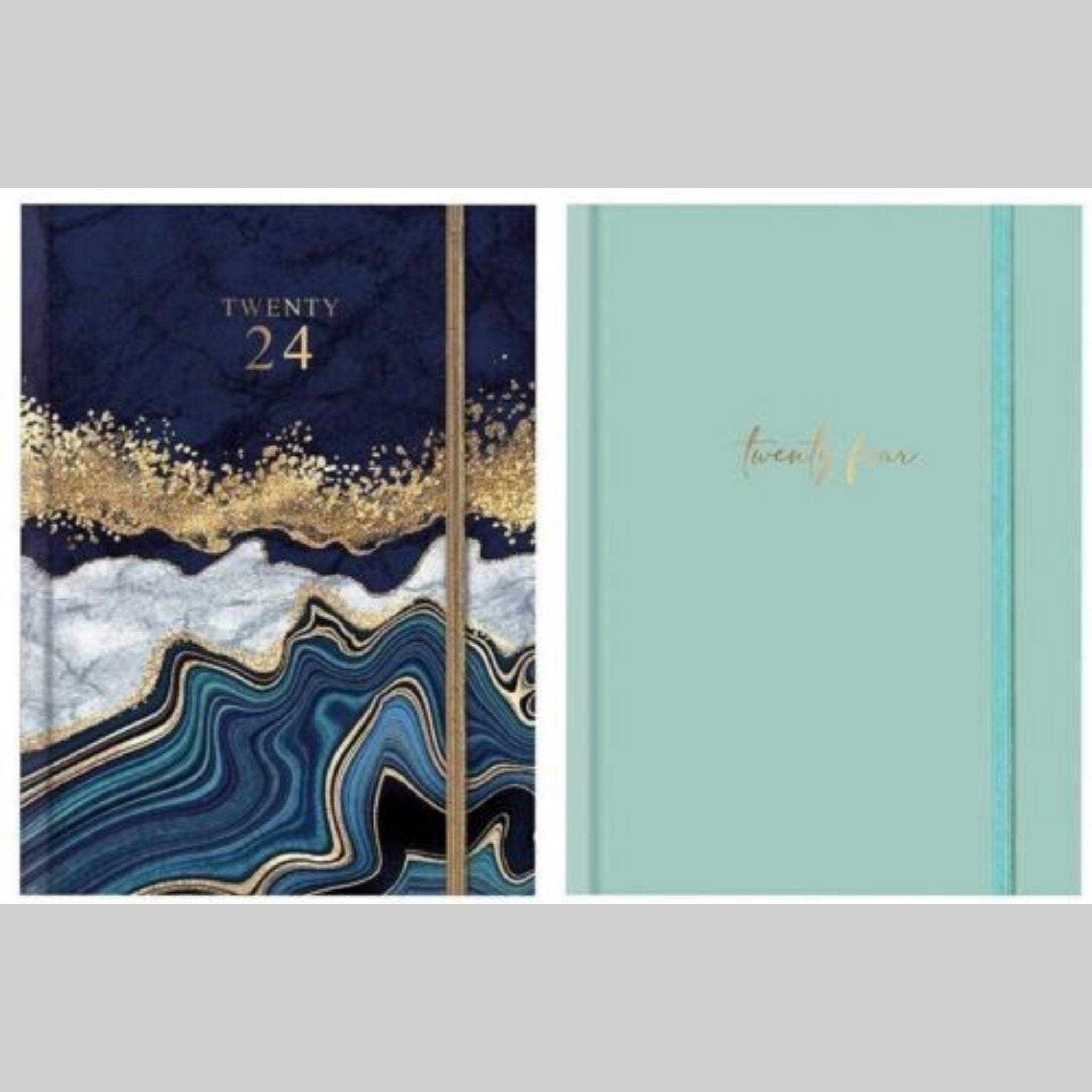 Beclen Harp 2024 A5/A6 Size Week To View/WTV Personal Luxury Effect Marble Print Diary With Elastic Closure
