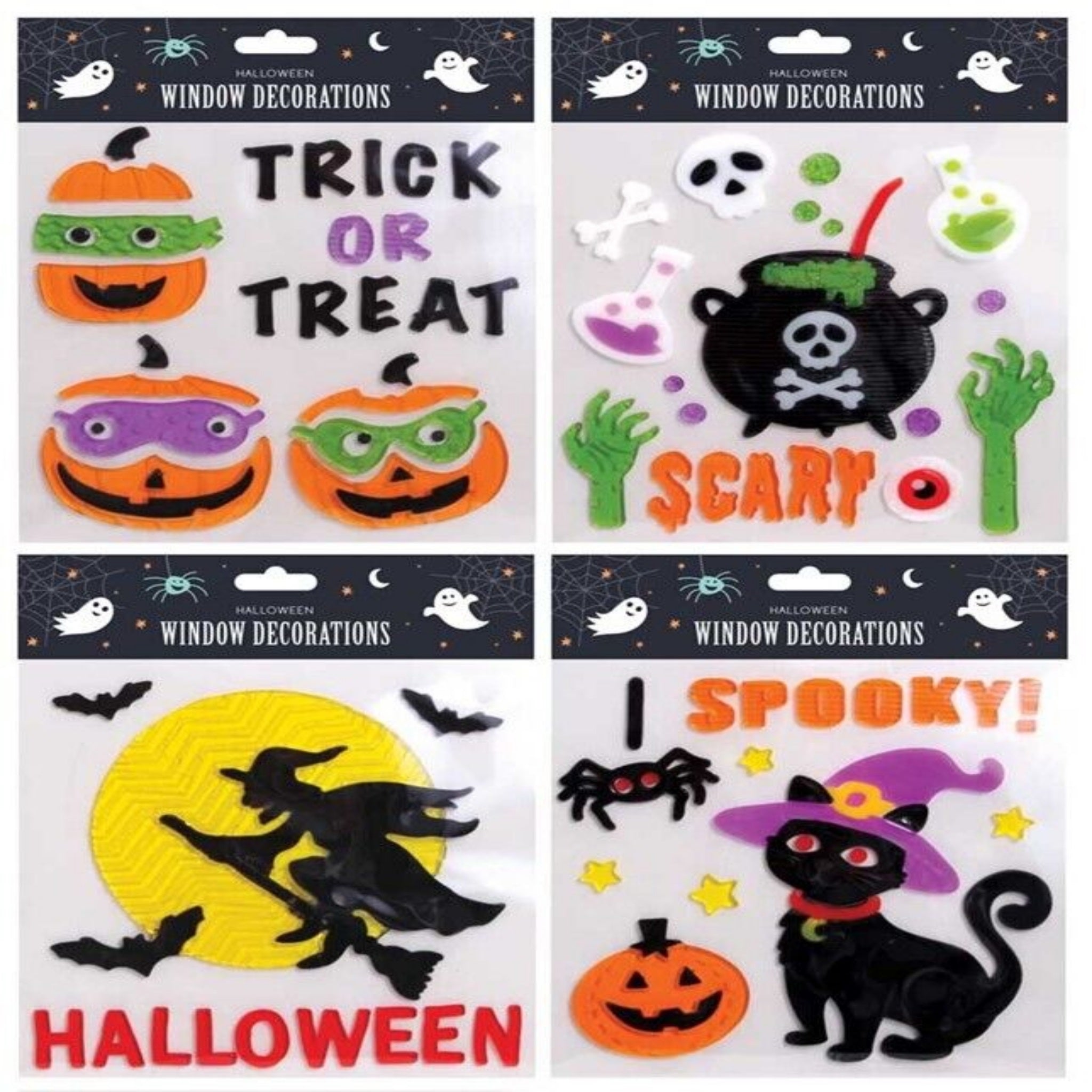 Beclen Harp Halloween Character Gel Clings Window Stickers Decoration/ Assorted Spooky Scary Trick or Treat House Party Decorations