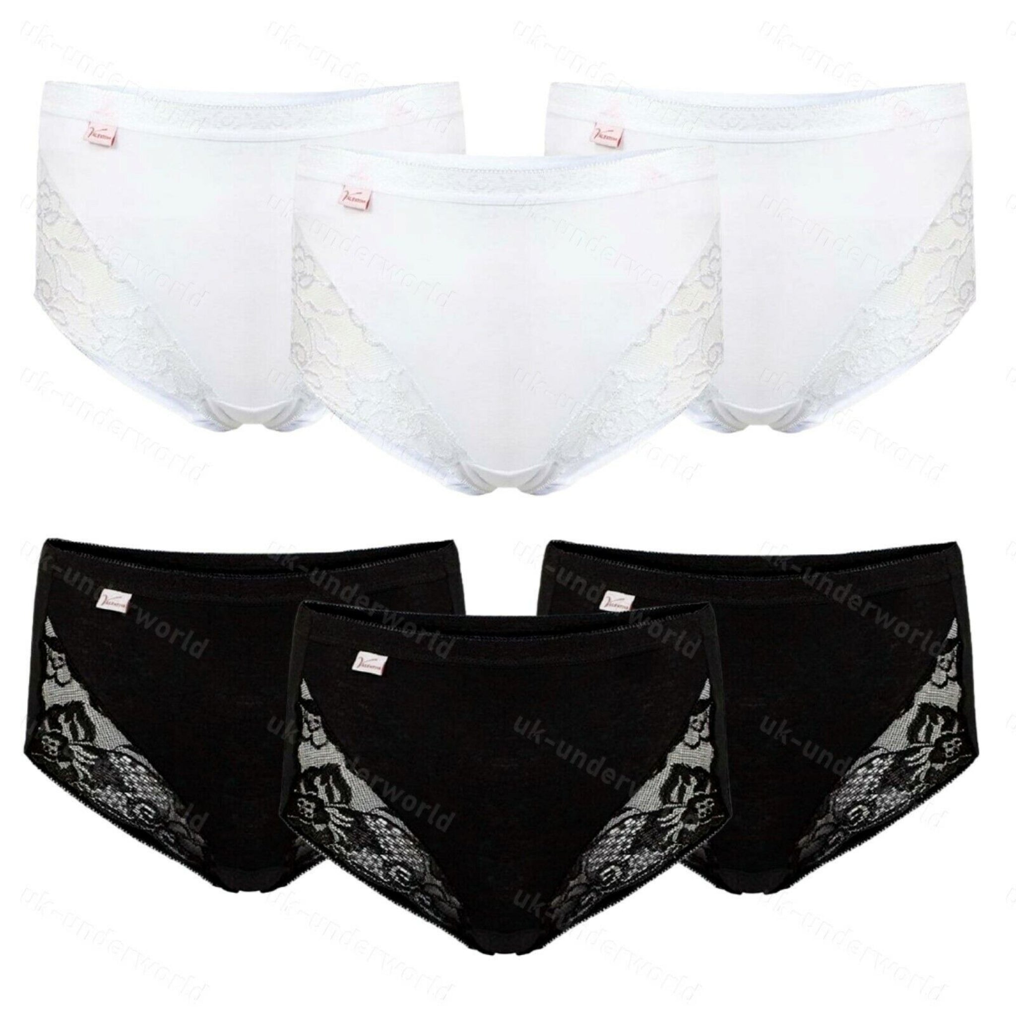 Beclen Harp 3 Pair Women/Ladies Cotton Lace Plain Maxi Briefs Knickers Pants Underwears For Adults-Perfect Christmas/Xmas Gift