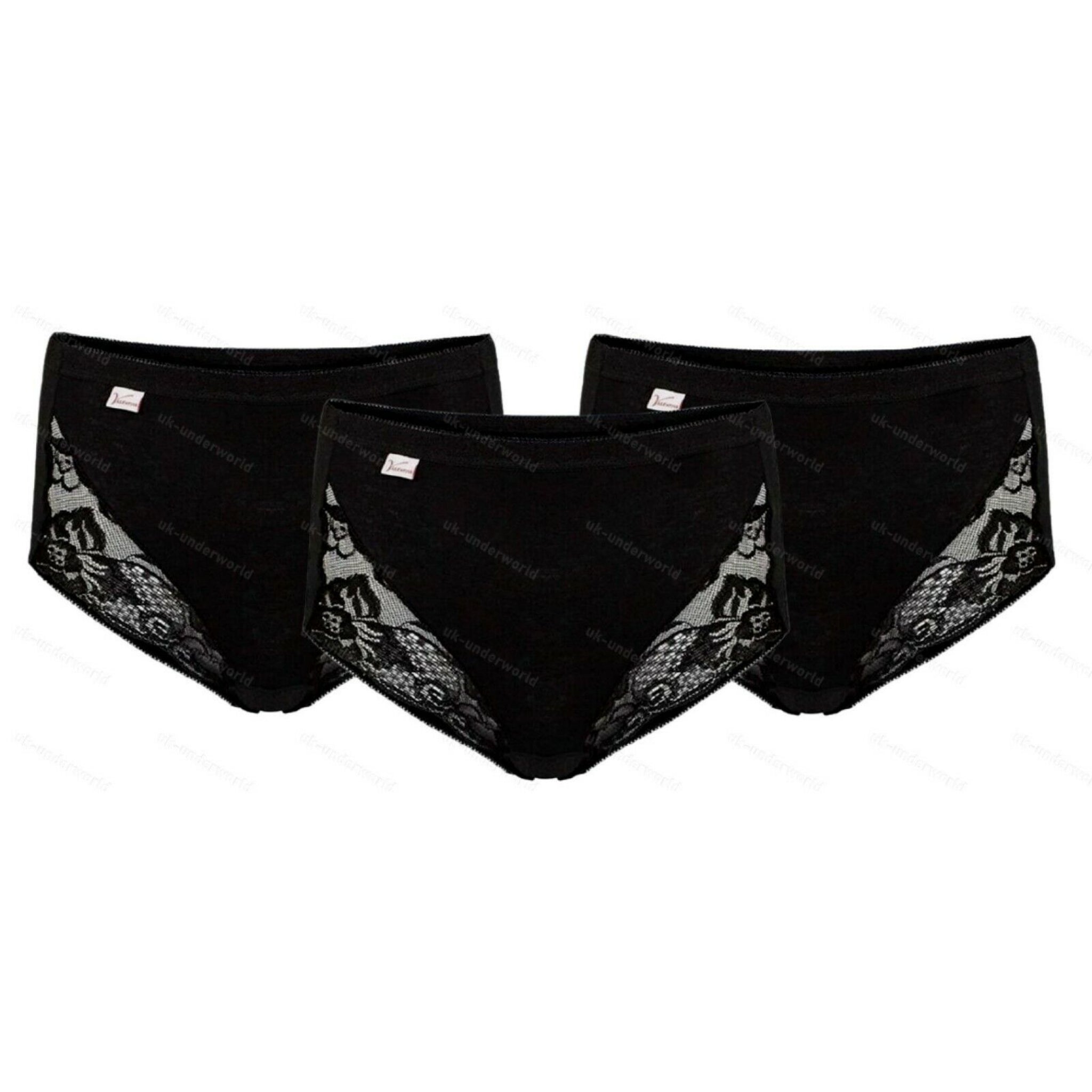 Beclen Harp 3 Pair Women/Ladies Cotton Lace Plain Maxi Briefs Knickers Pants Underwears For Adults-Perfect Christmas/Xmas Gift