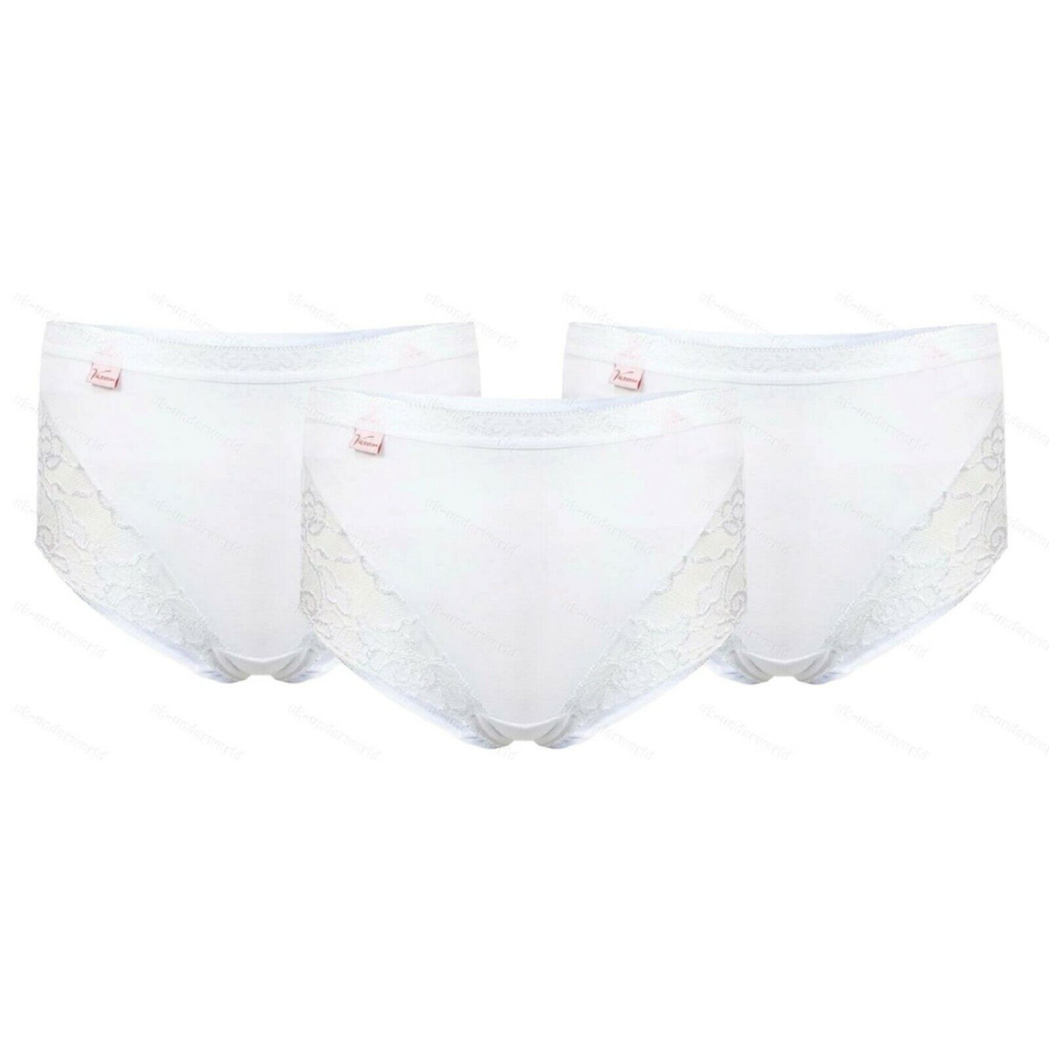 Beclen Harp 3 Pair Women/Ladies Cotton Lace Plain Maxi Briefs Knickers Pants Underwears For Adults-Perfect Christmas/Xmas Gift