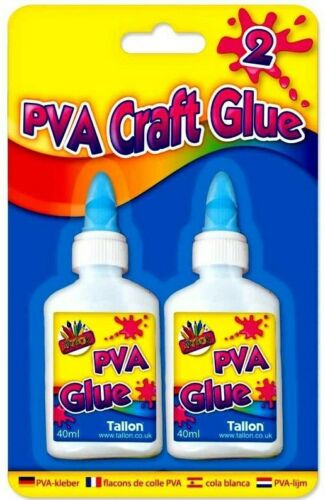 Beclen Harp 2x 40ml PVA Glue Bottles Washable Safe School Kids Craft DIY Non Toxic Adhesive
