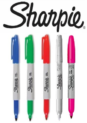 Beclen Harp 5x Sharpie Fine Point Permanent Waterproof Markers Pink Red Blue Green & Silver