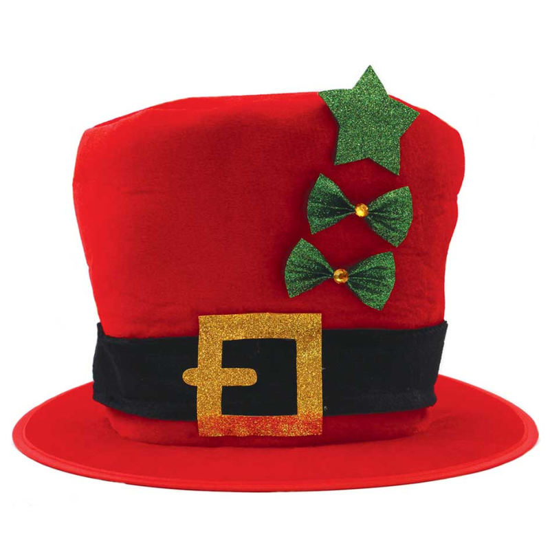 Beclen Harp Old England Red Victorian Velvet Tall Top Hat Santa Christmas Childs Fancy Dress