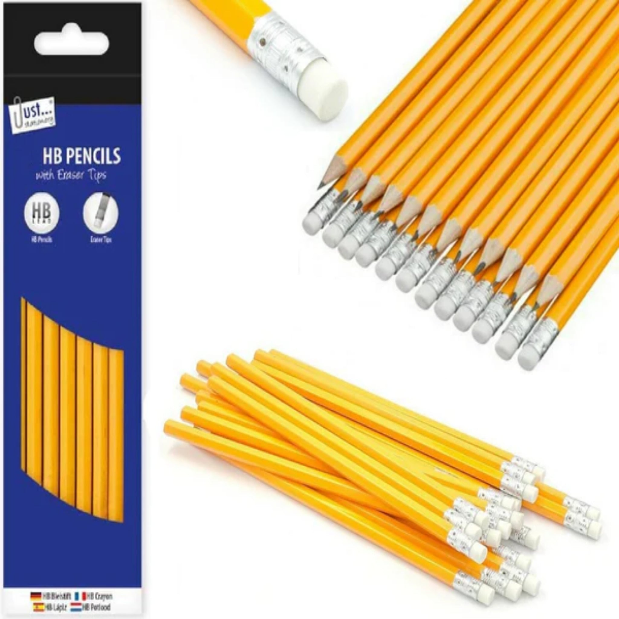 Beclen Harp 1-100 HB Pencils With Eraser Top Office School Craft Art Drawing Break-Resistant