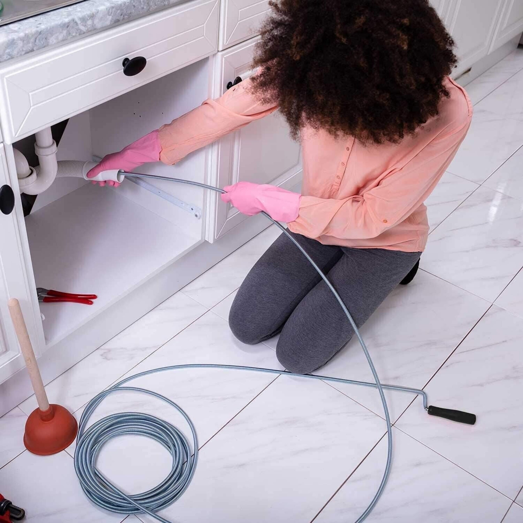 Beclen Harp 2.8M Sink & Drain Cleaner Waste Pipe Unblock Toilet Cleaning Kitchen Plunger Sink Snake Toilet Rod Flexible Wire