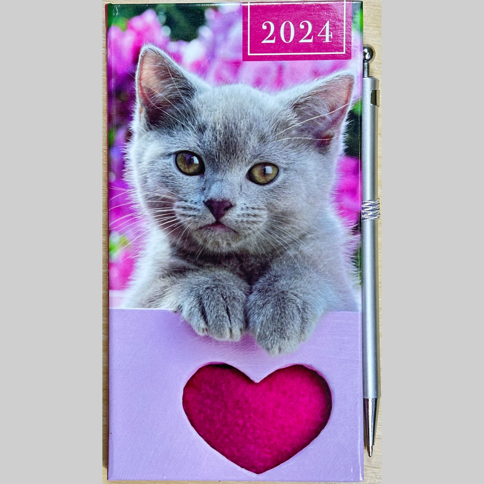 Beclen Harp 2024 Slim Week To View/WTV Personal Executive Cute Pet/Kitten/Puppy Print Diary With Pen
