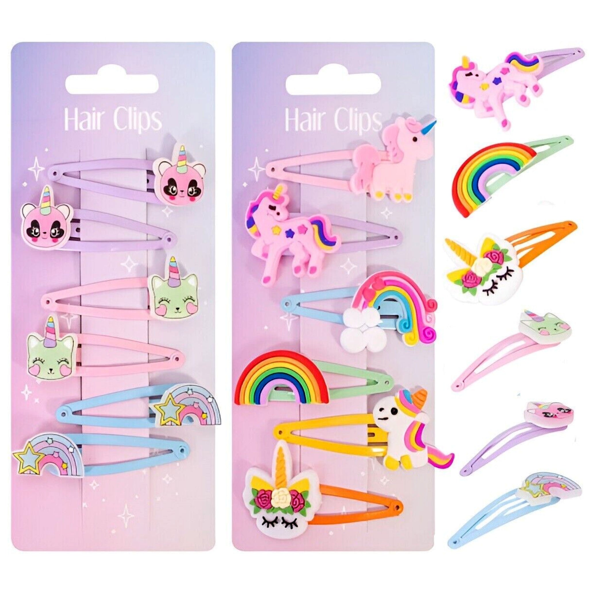 Beclen Harp 12 UNICORN Hair Clips Kids Party Bag Fillers Unicorn Girl Hairclips Hair Slides