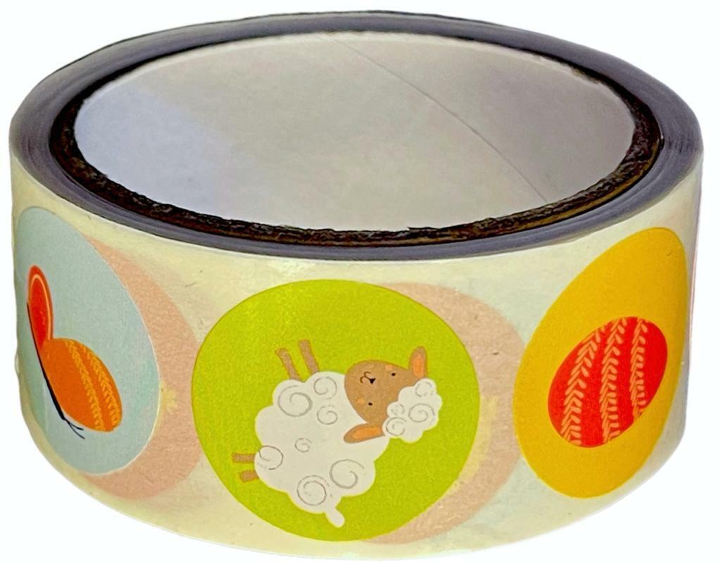 Beclen Harp Happy Easter Bunny Egg Rabbit Chick Labels Stickers Gift Craft Box Sticker - Animals Eggs Round stickers