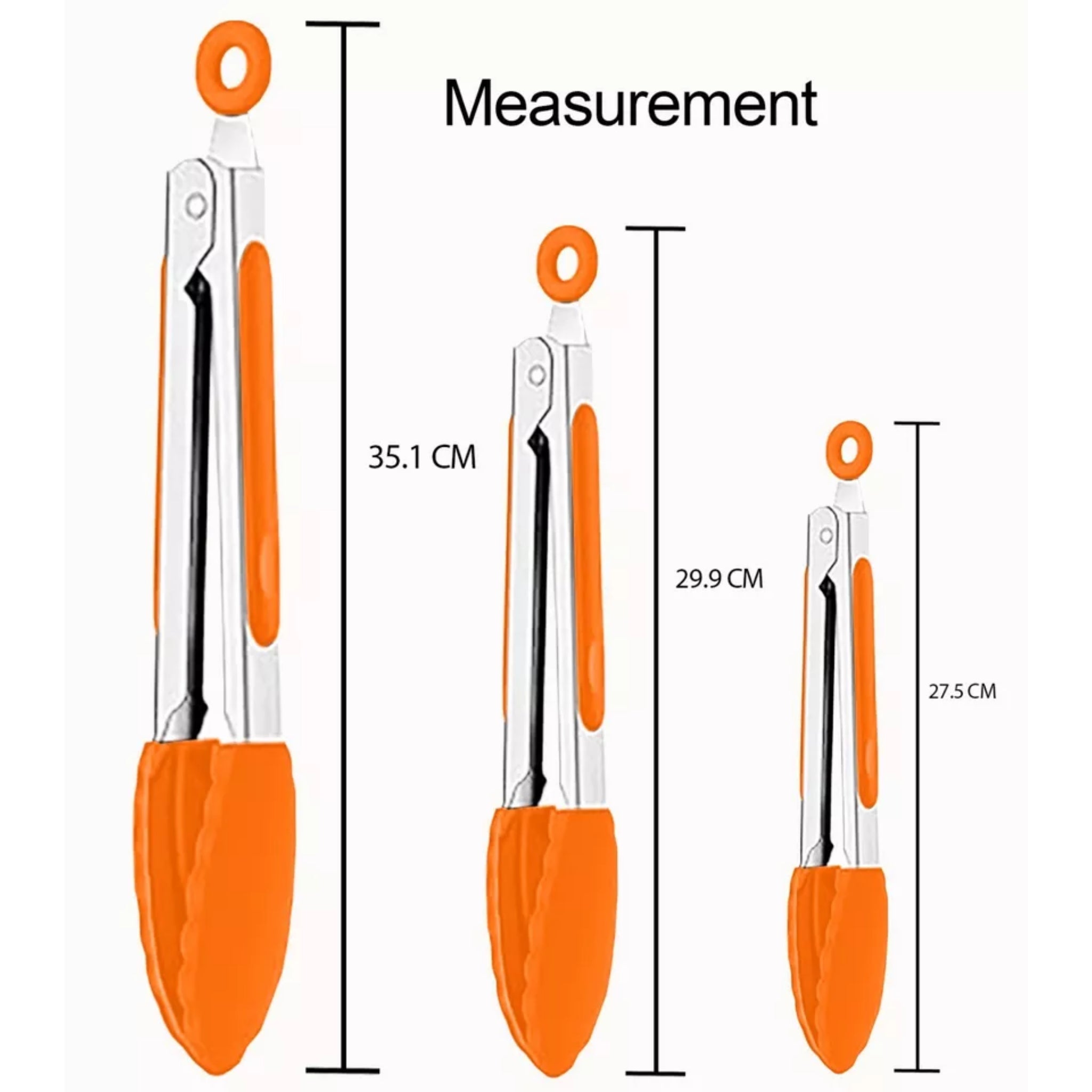 Beclen Harp 3pc Silicone Kitchen Cooking Salad Serving BBQ Tong Stainless Steel Utensil Set