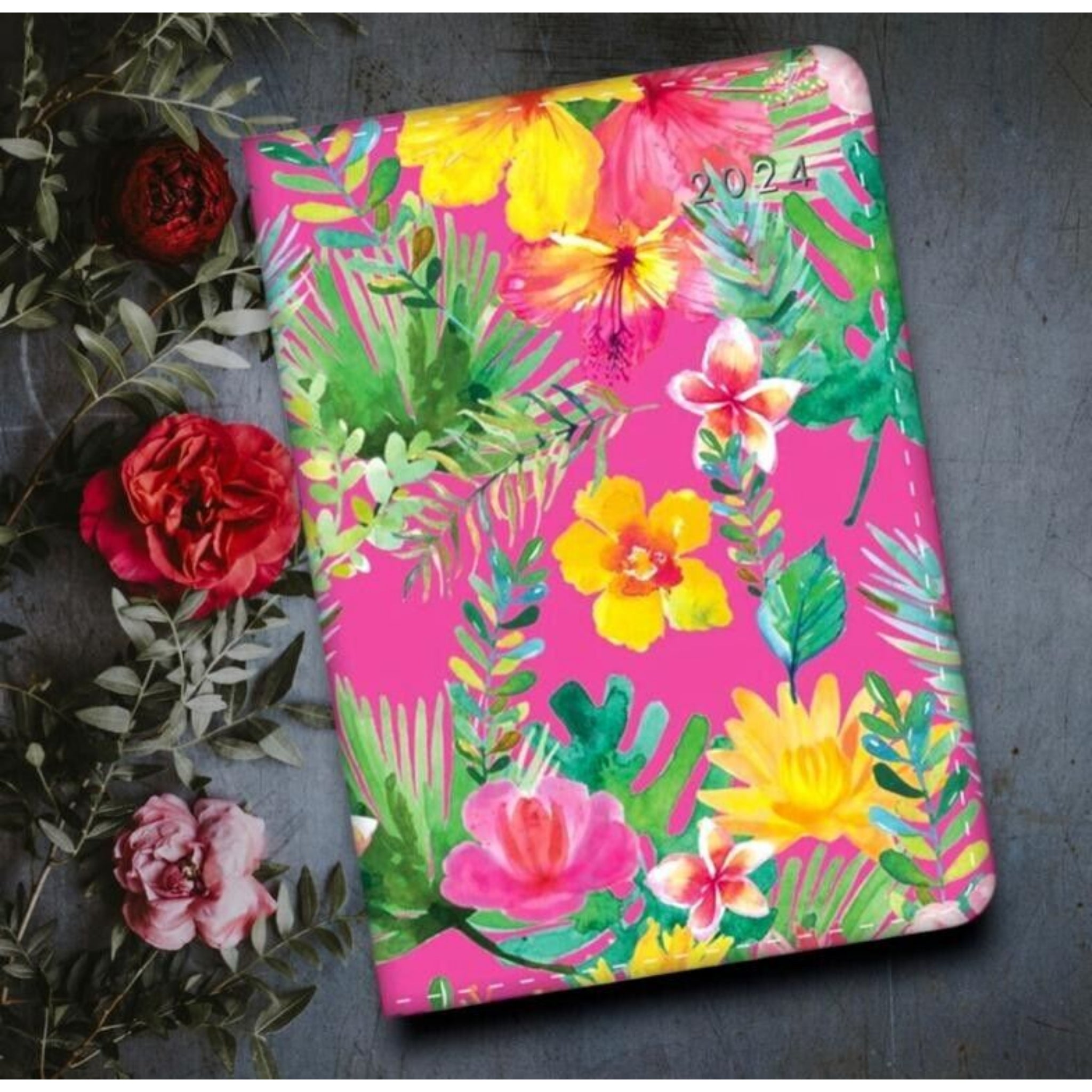 Beclen Harp 2024 A5 Day A Page Floral Luxury Cover Index Diary Planner School Office School