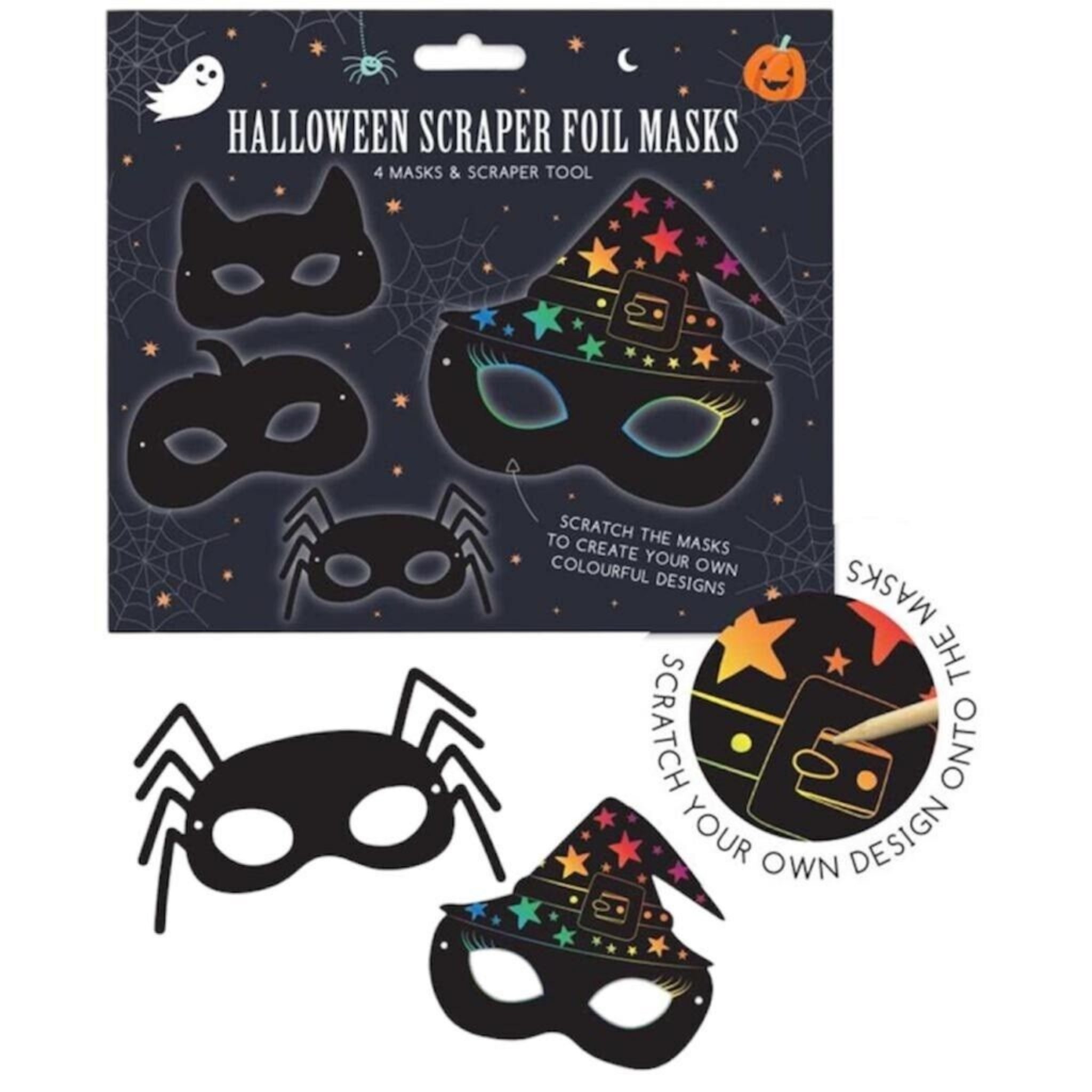 Beclen Harp Halloween Pumpkin Trick Or Treat 100 Stickers Gift Craft Sticker-4 Scraper Masks