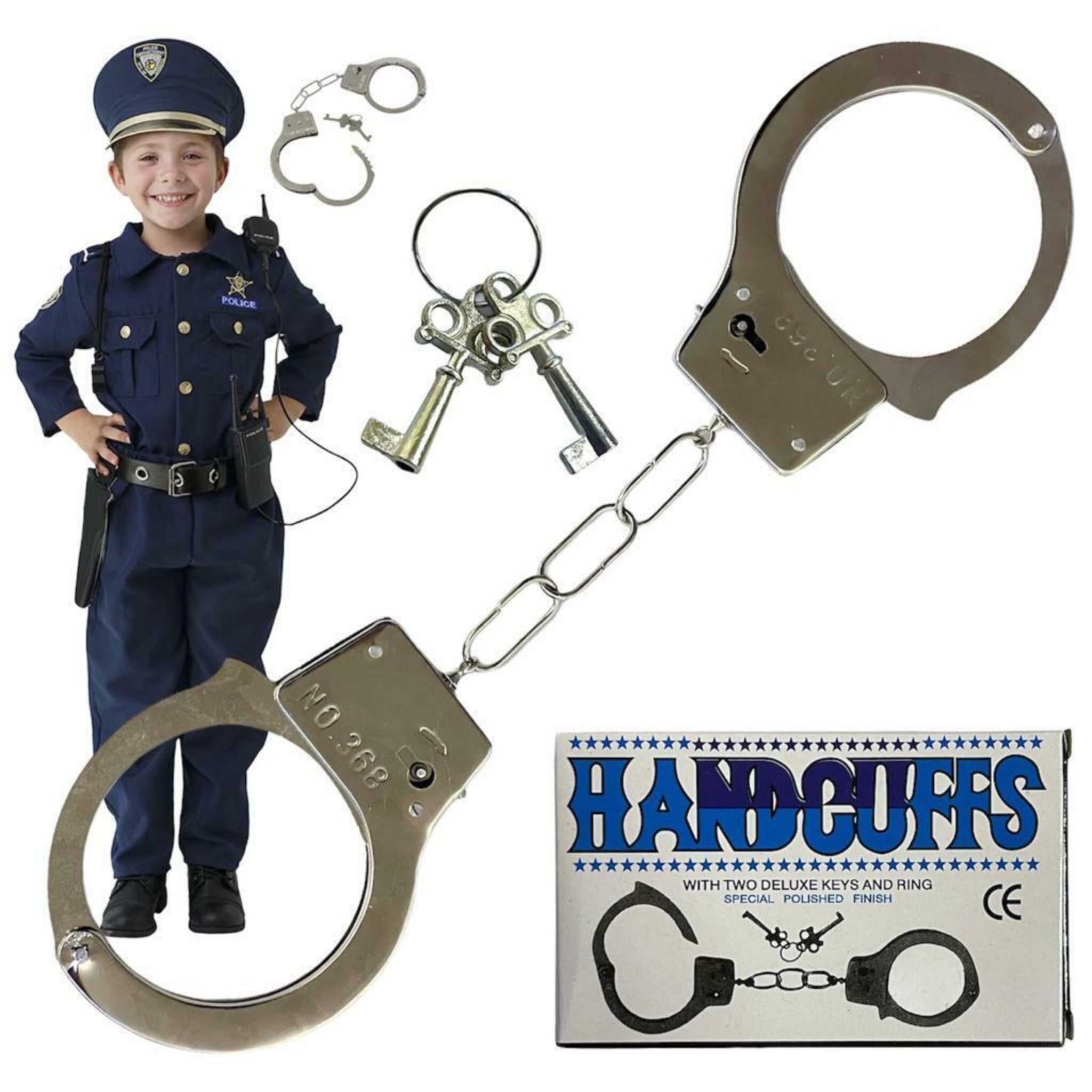 Beclen Harp Kids Toy Metal Handcuffs Hand Cuffs Police Fancy Dress Children Pretend Play New