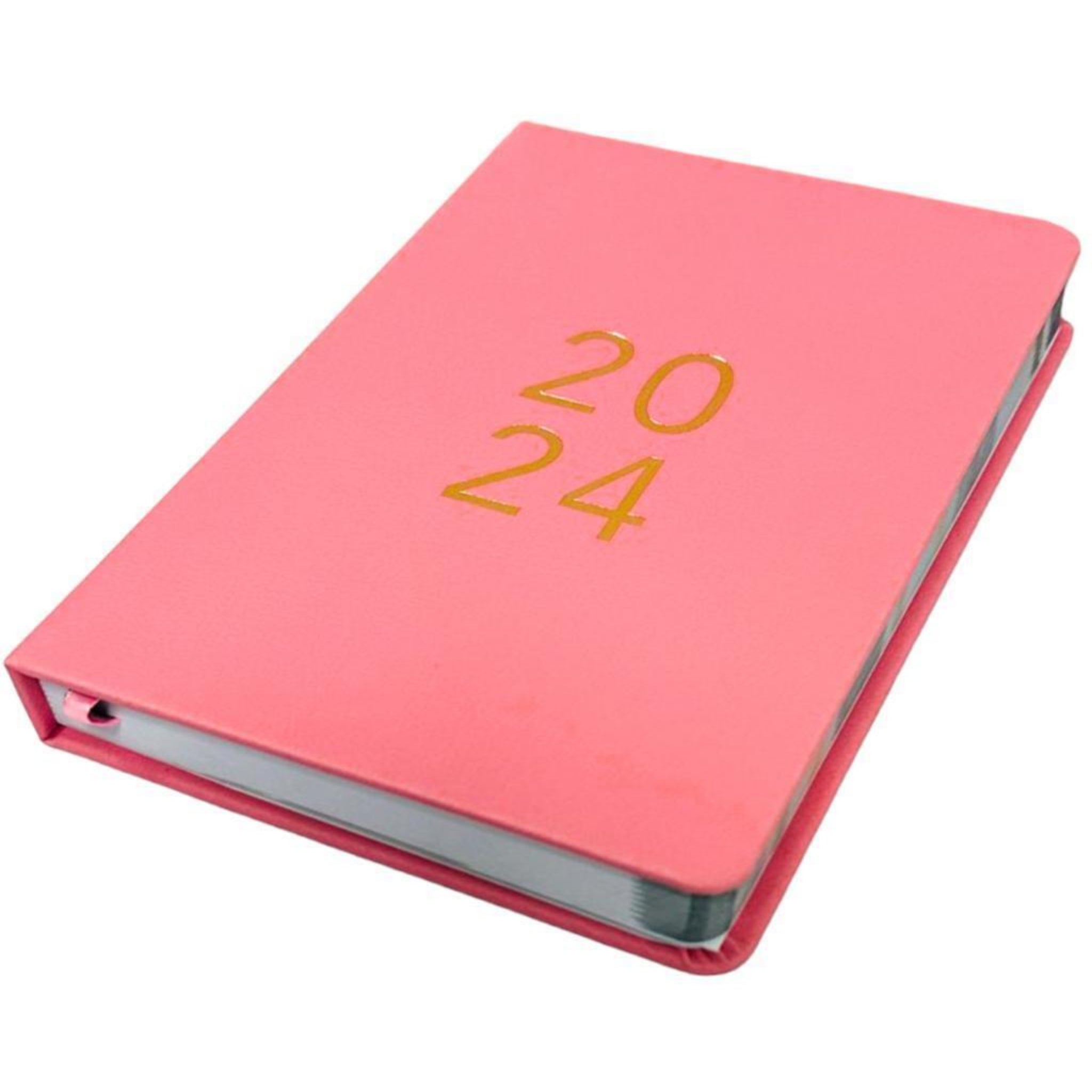 Beclen Harp 2024 A5 Page A Day Luxury Leather Journal pink Organiser Diary Coloured Pages Planner