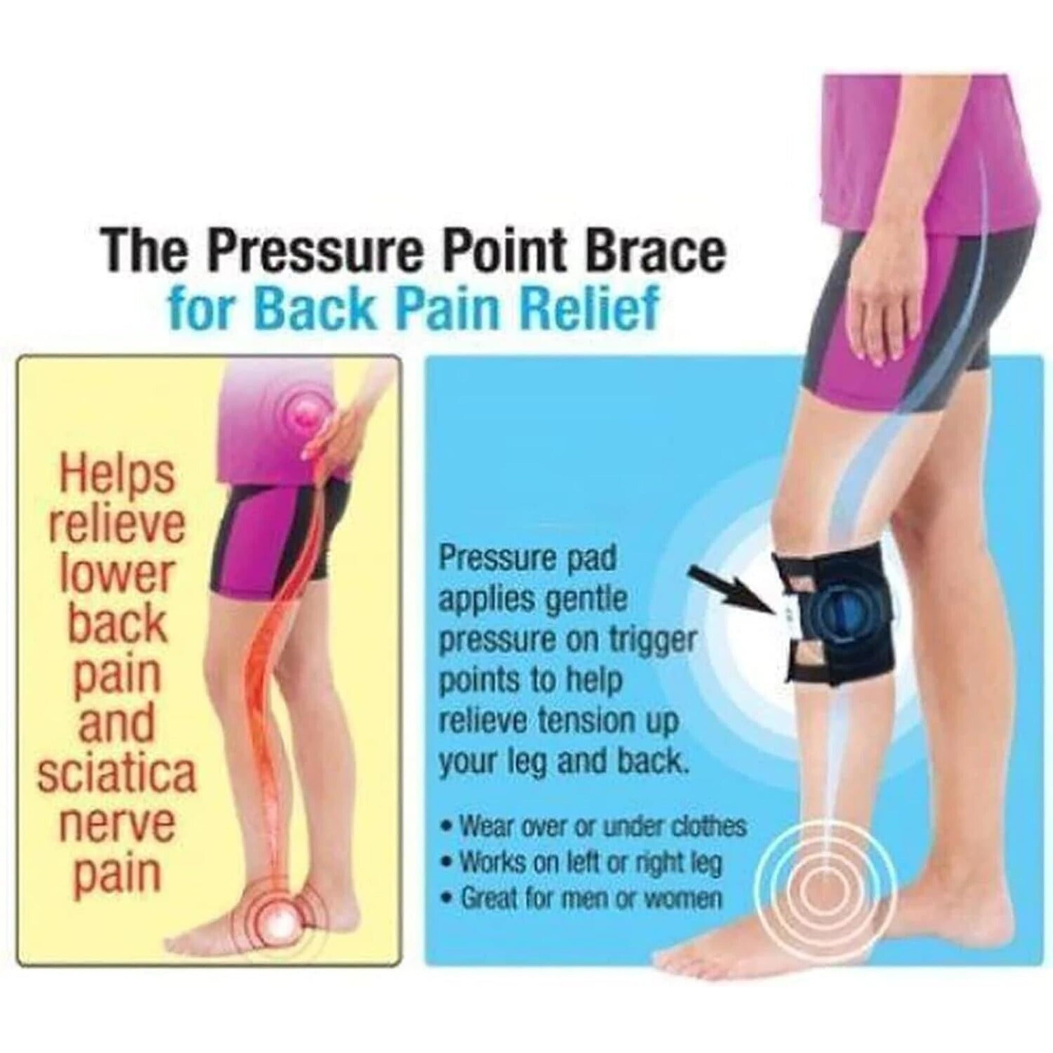 Beclen Harp Sciatica Back Pain Relief Brace Pressure Pad Point Therapeutic Acupressure Leg