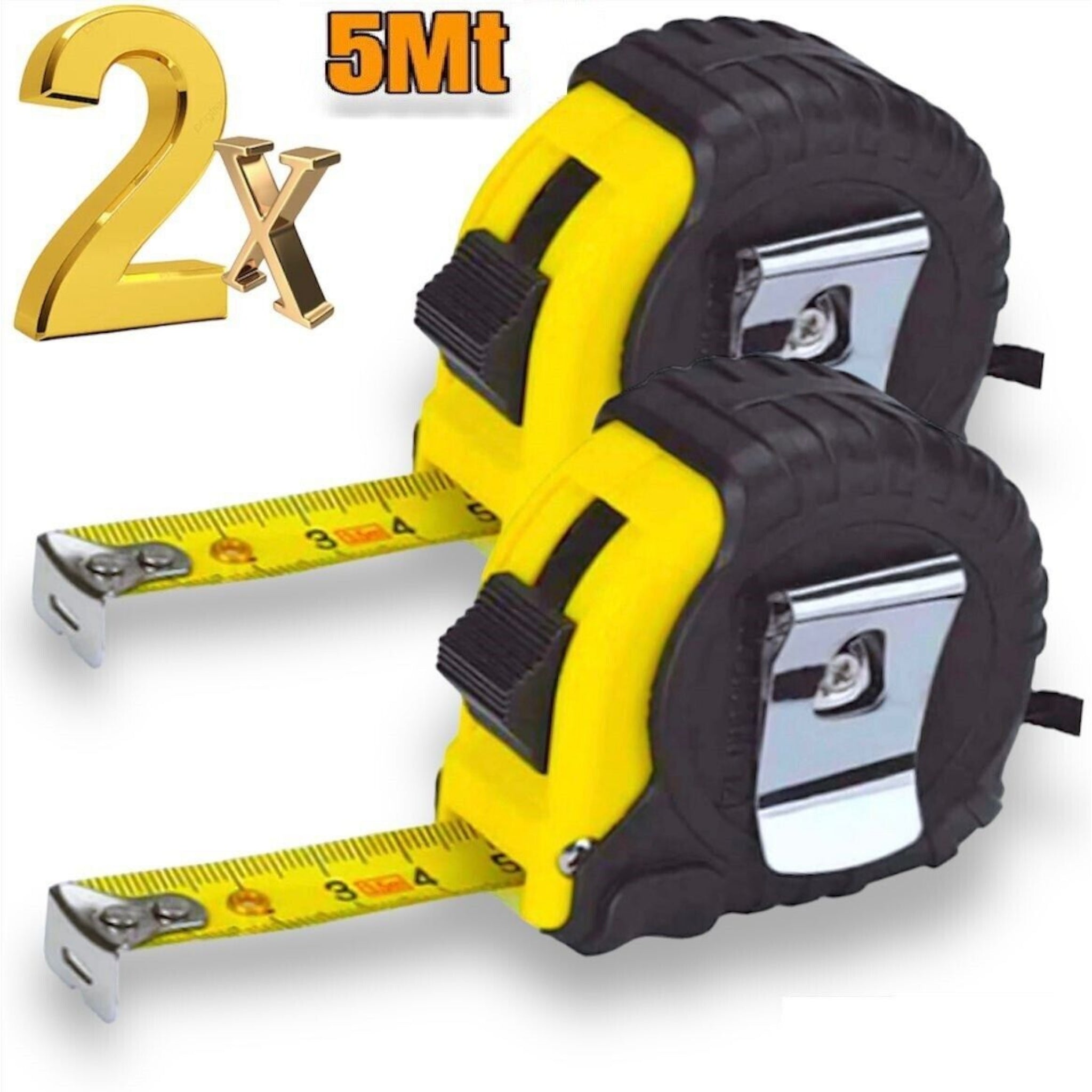 Beclen Harp 2 x 5 Metre Measure Tape Metal 16 foot ft Self Lock Measuring Metres WITH CLIP