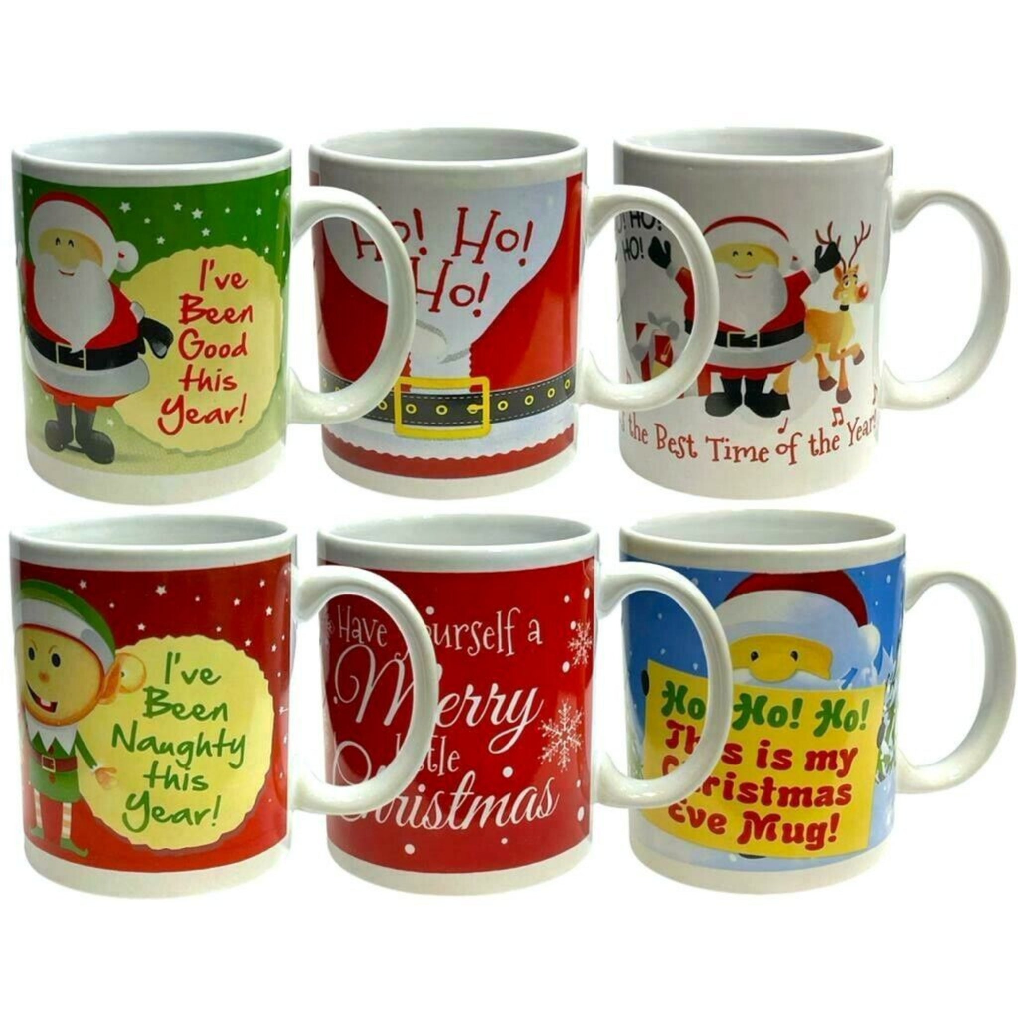 Beclen Harp Christmas Mugs Set of 6 Festive Party Xmas Mugs Home Kitchen Tea Coffee Cups New