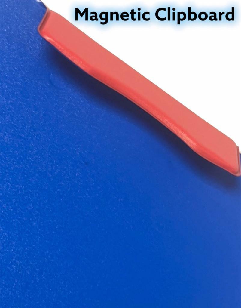 Beclen Harp Magnetic Daiso PVC Covered A4 Clipboard - Bright Colour Blue / Red Office School