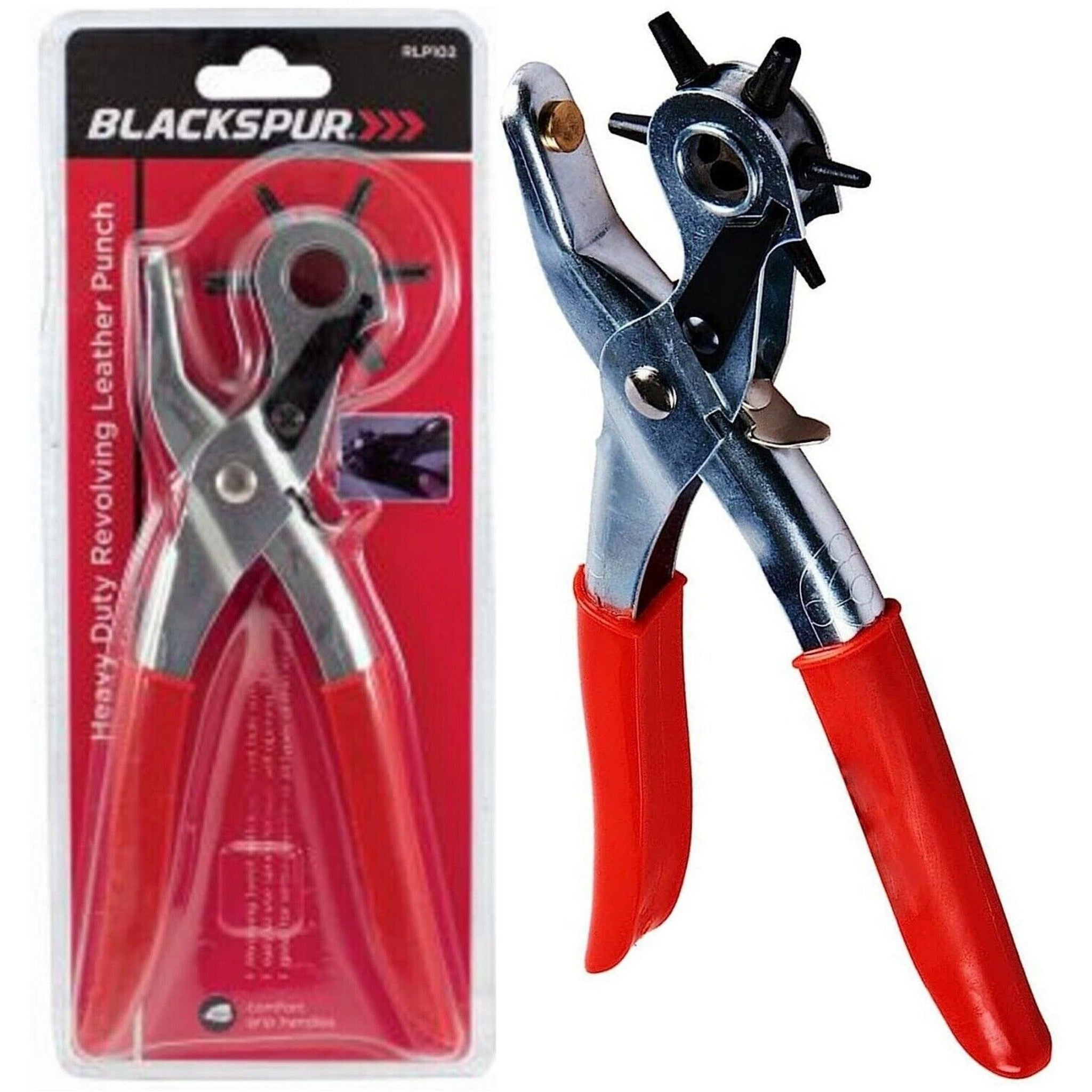 Beclen Harp REVOLVING LEATHER PUNCH RIVET PLIER 6 SIZES DIY BELT EYELET PUNCHER 6 HOLE CUT