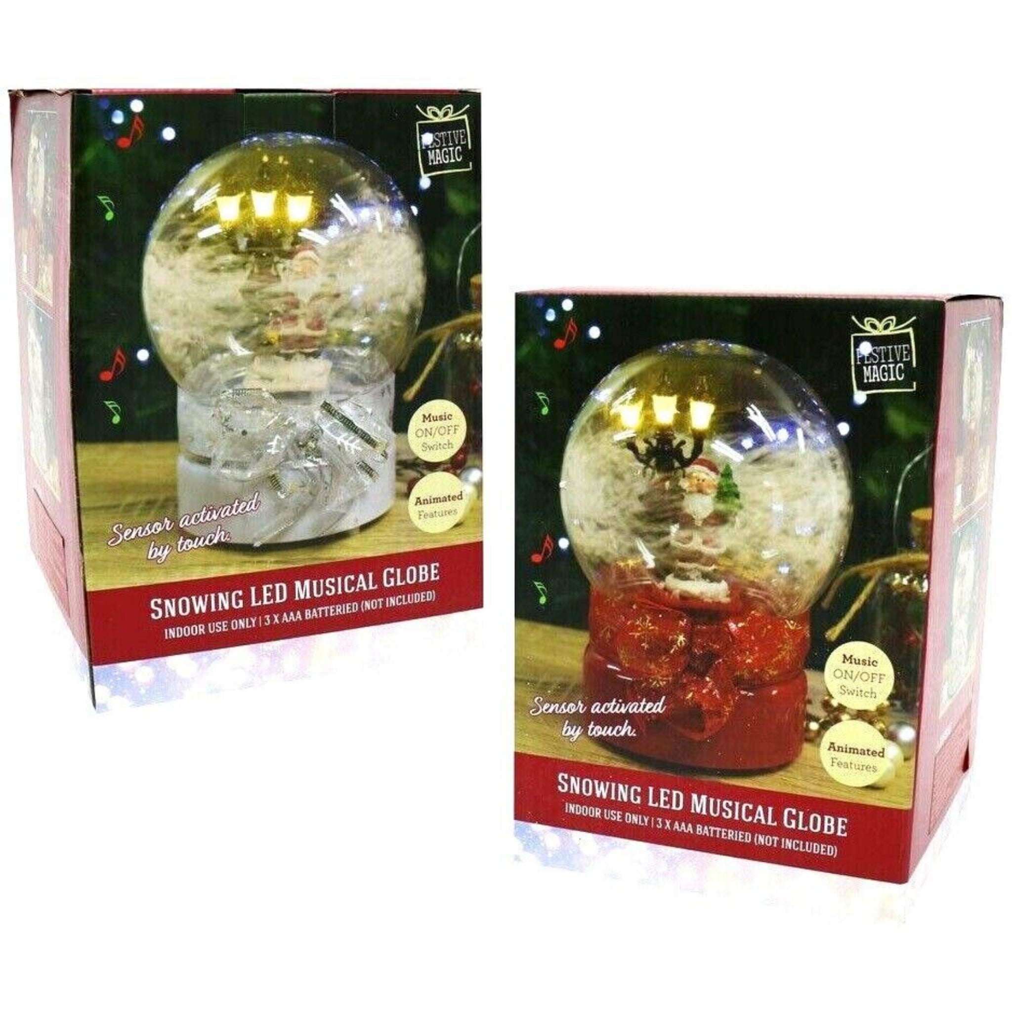 Beclen Harp Musical LED Air Blown Spinning Santa Globe Touch Sensor Activation Xmas Decor UK