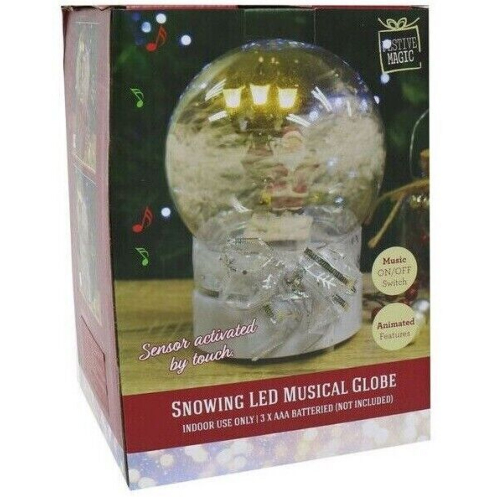 Beclen Harp Musical LED Air Blown Spinning Santa Globe Touch Sensor Activation Xmas Decor UK