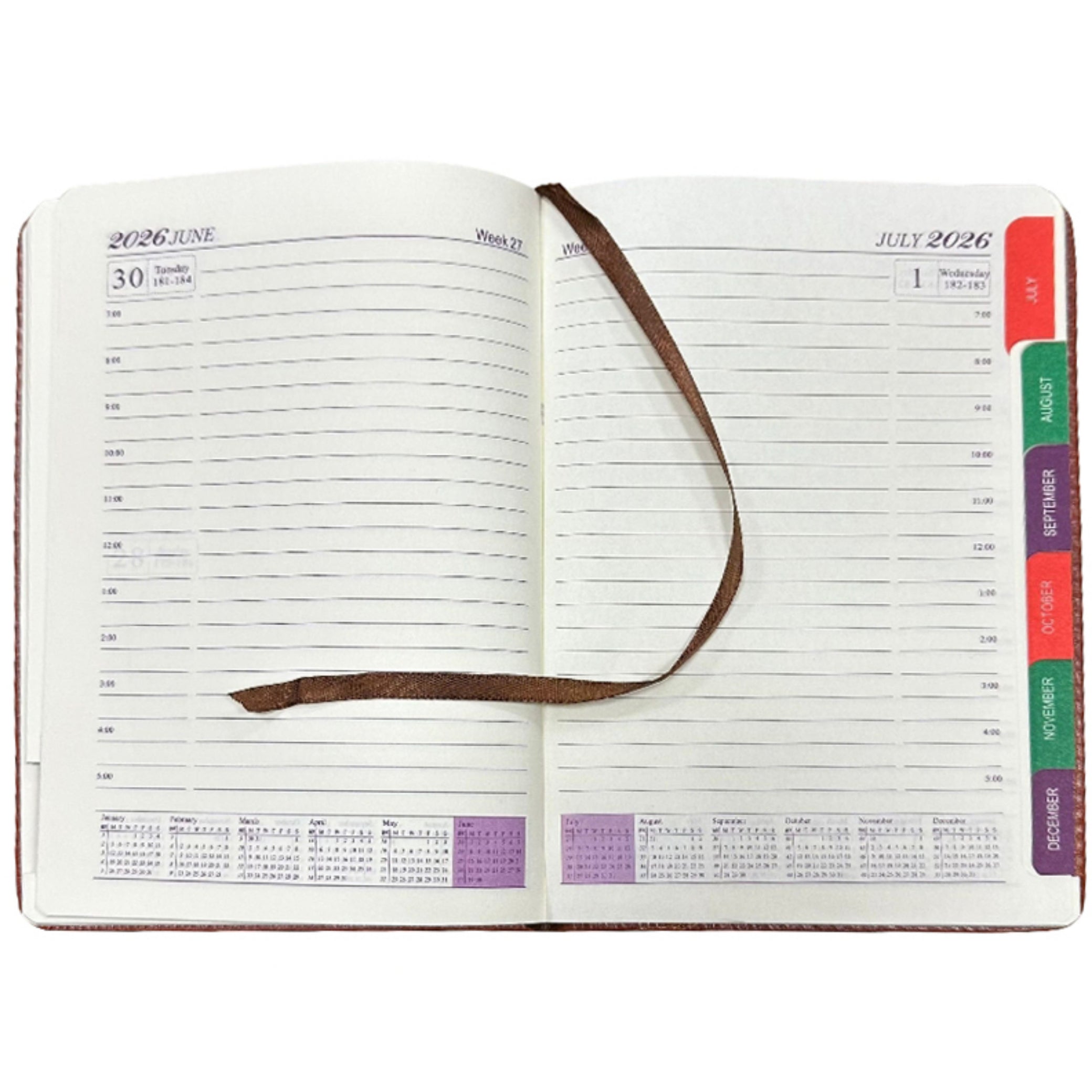 Beclen Harp 2026 Diary A5 Day to Page Full Year Planner Desk Luxury Stitched Fabric Cover