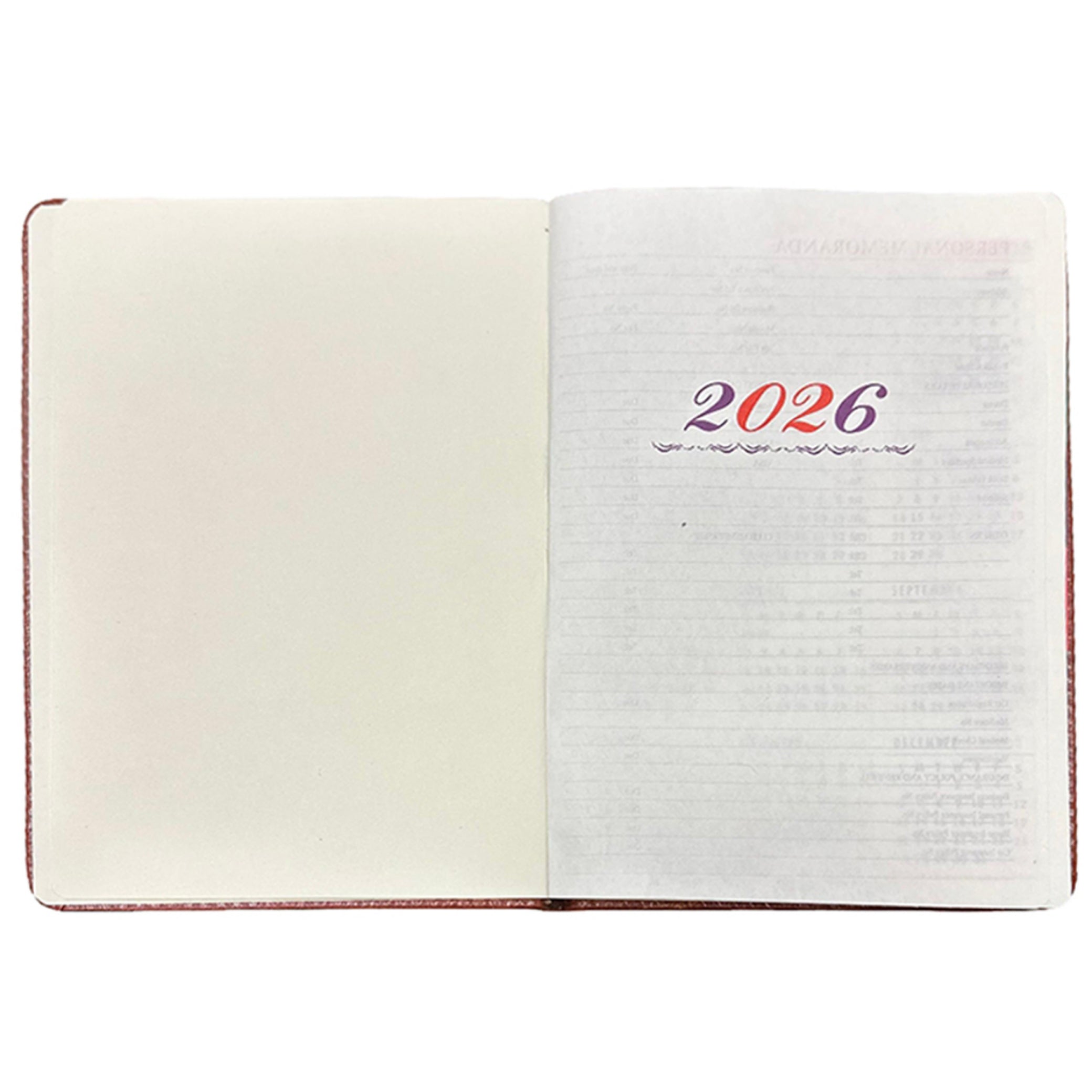 Beclen Harp 2026 Diary A5 Day to Page Full Year Planner Desk Luxury Stitched Fabric Cover