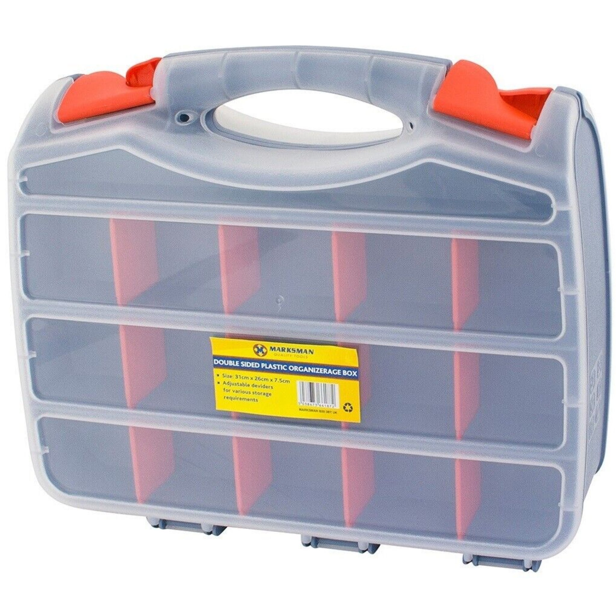 Beclen Harp Tool Box BITS 2 Sided Storage Organiser 30 COMPARTMENTS CASE Screws DIY Assorted