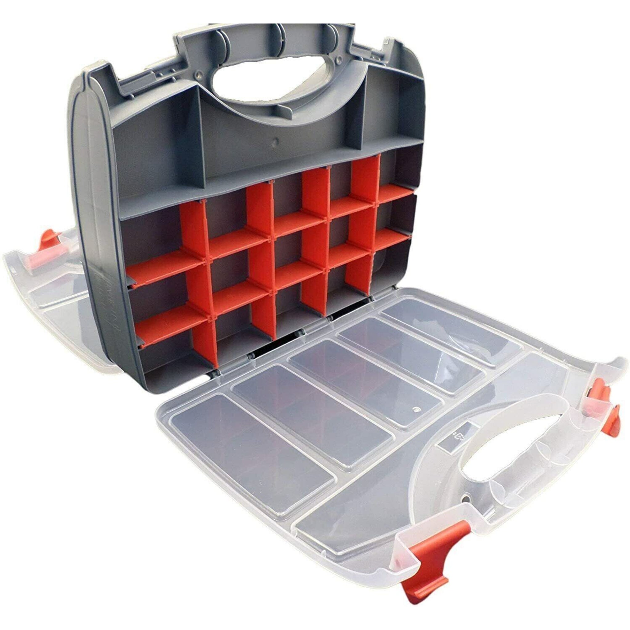 Beclen Harp Tool Box BITS 2 Sided Storage Organiser 30 COMPARTMENTS CASE Screws DIY Assorted