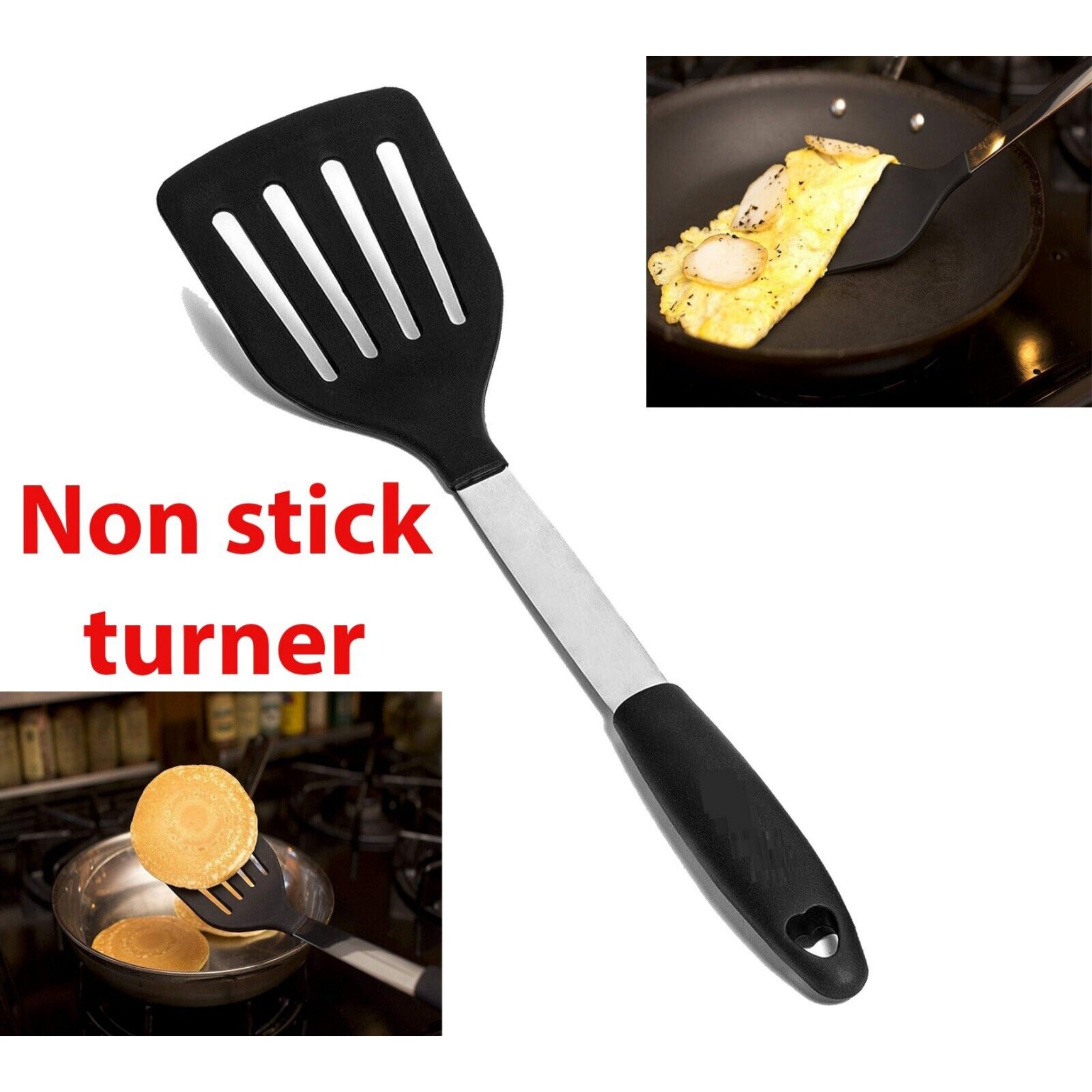 Beclen Harp Nylon Slotted 32cm Turner Spatula Non Stick Flipper Kitchen Cooking Tool New UK