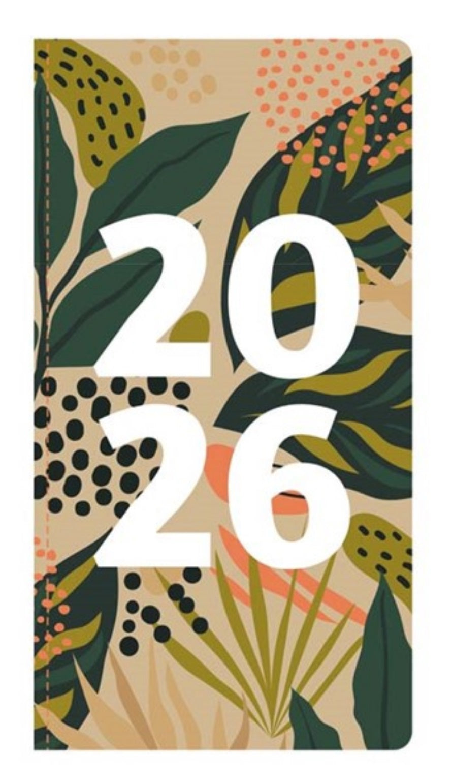 Beclen Harp 2026 SLIM WTV Leaves Theme School Home Office Desktop Diary Note Date Full Year Family planner diary - Xmas gift