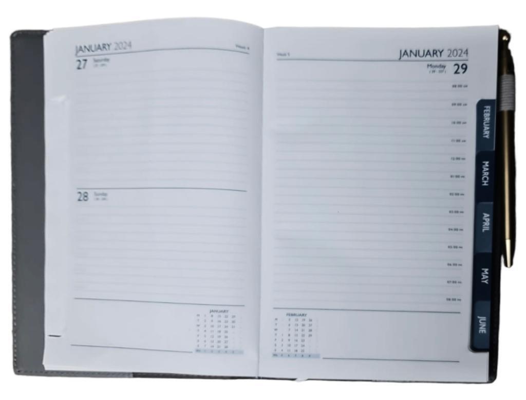 Beclen Harp 2024 A5 Day A Page organiser Luxury index Diary Cute Leatherette Office School