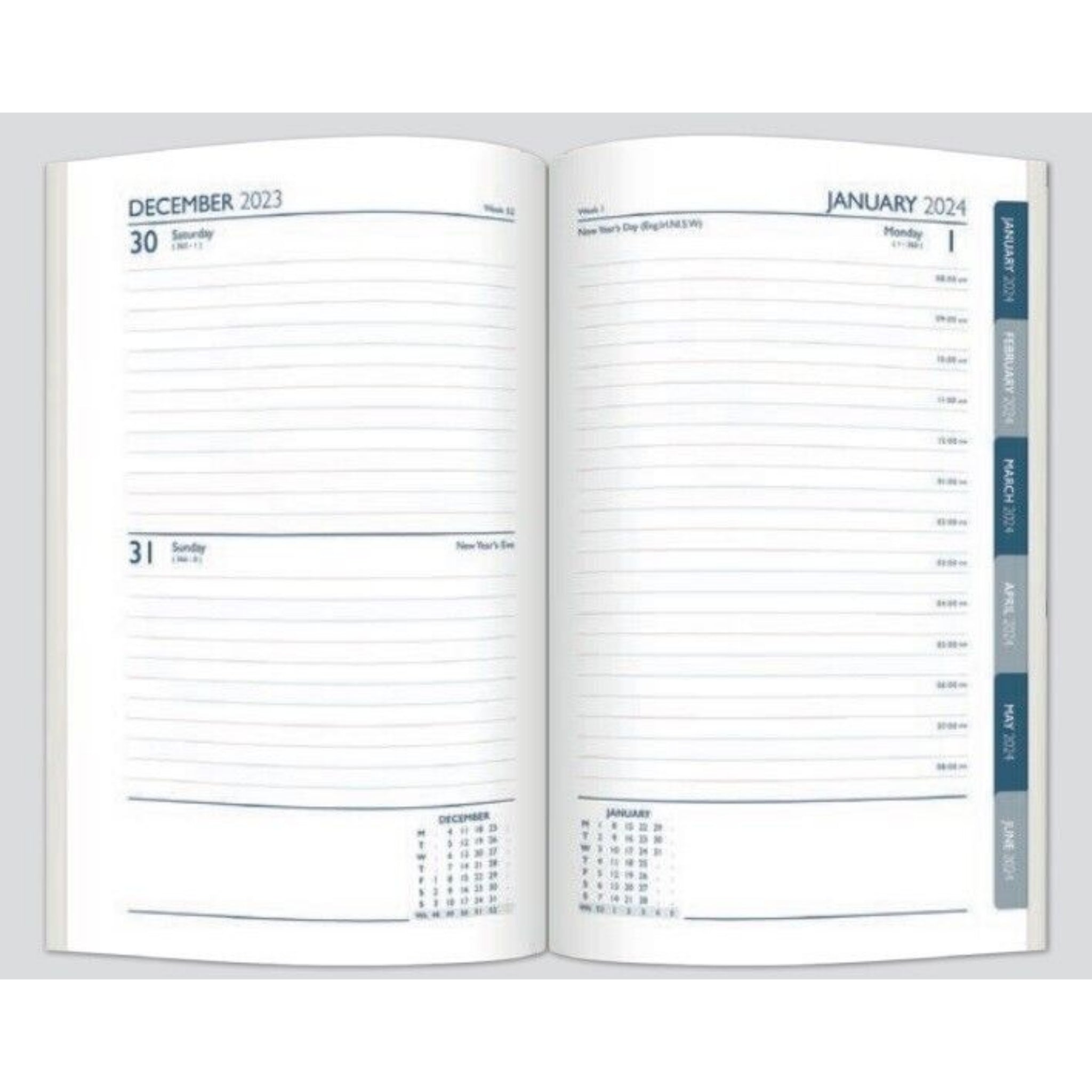 Beclen Harp 2x 2025 A6 Day A Page Family Organiser Stripes Step Index Soft Cover Diary Office