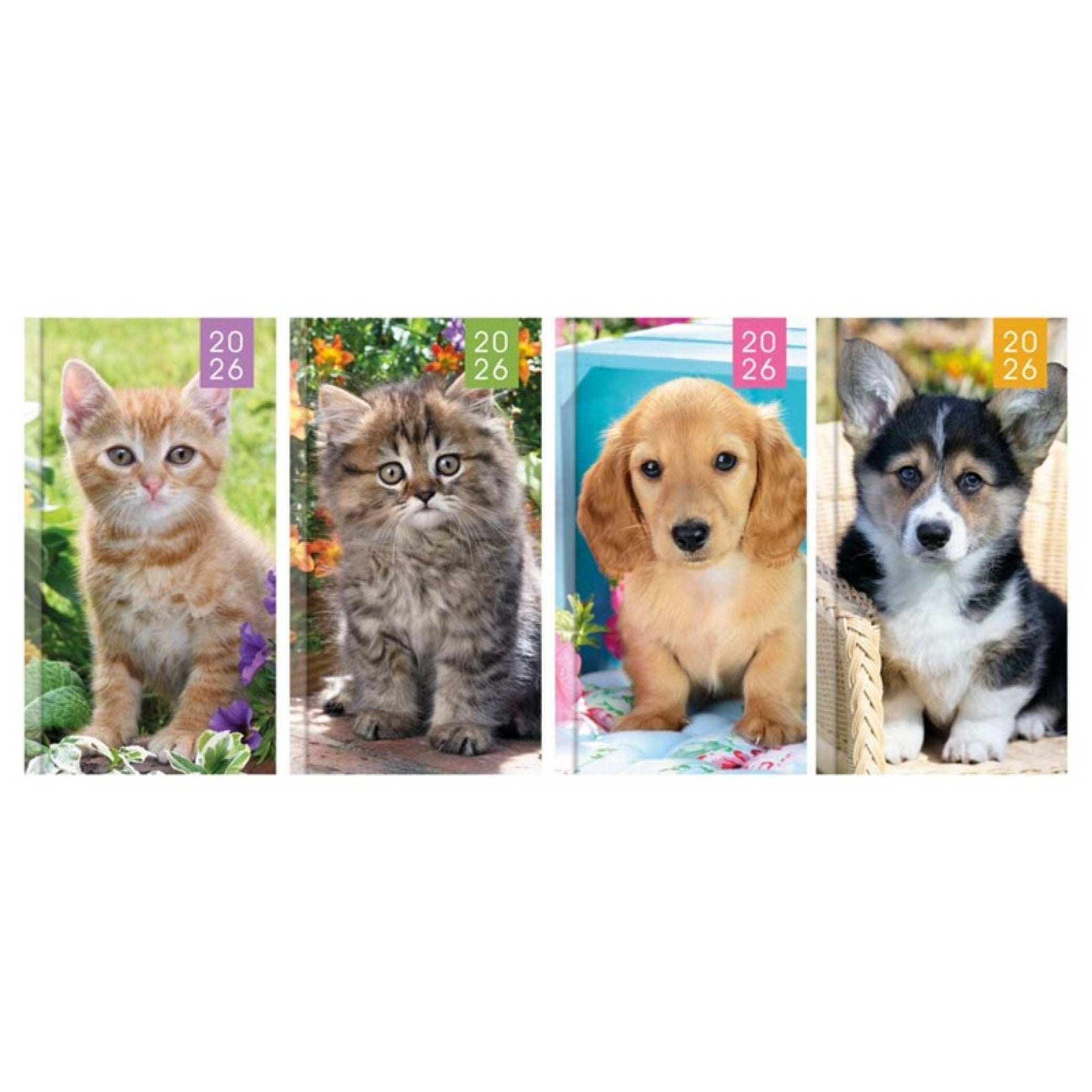 Beclen Harp 2026 SLIM WTV Kitten & Puppy theme Office Home Diary Note Date Full Year - Xmas gift