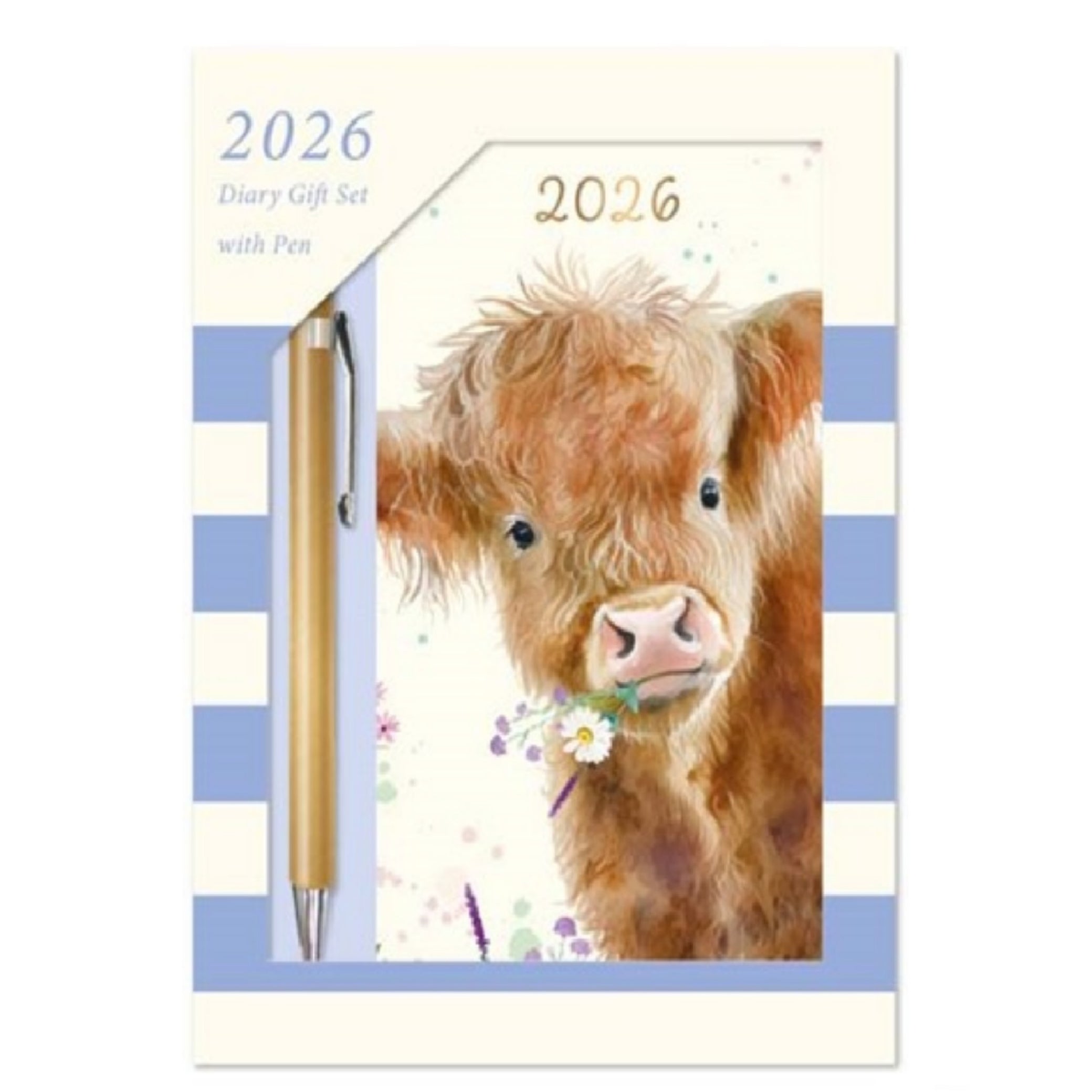 Beclen Harp 2026 SLIM Week to view Cow / Fox Theme Office Home School Desktop Diary with free pen Desktop School Note Date Full Year - Xmas gift